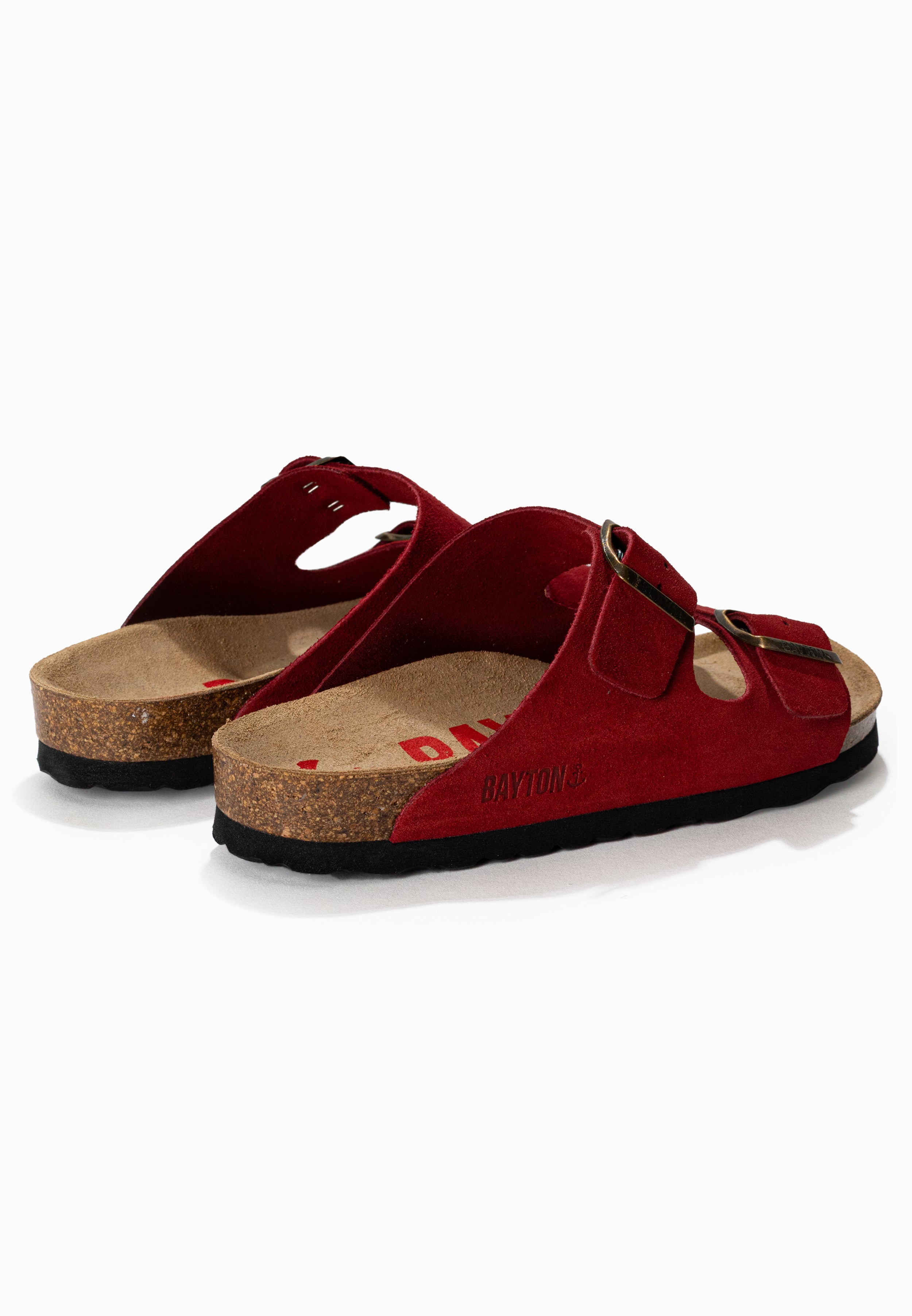 Atlas Red Suede Leather 2 Strap Sandals