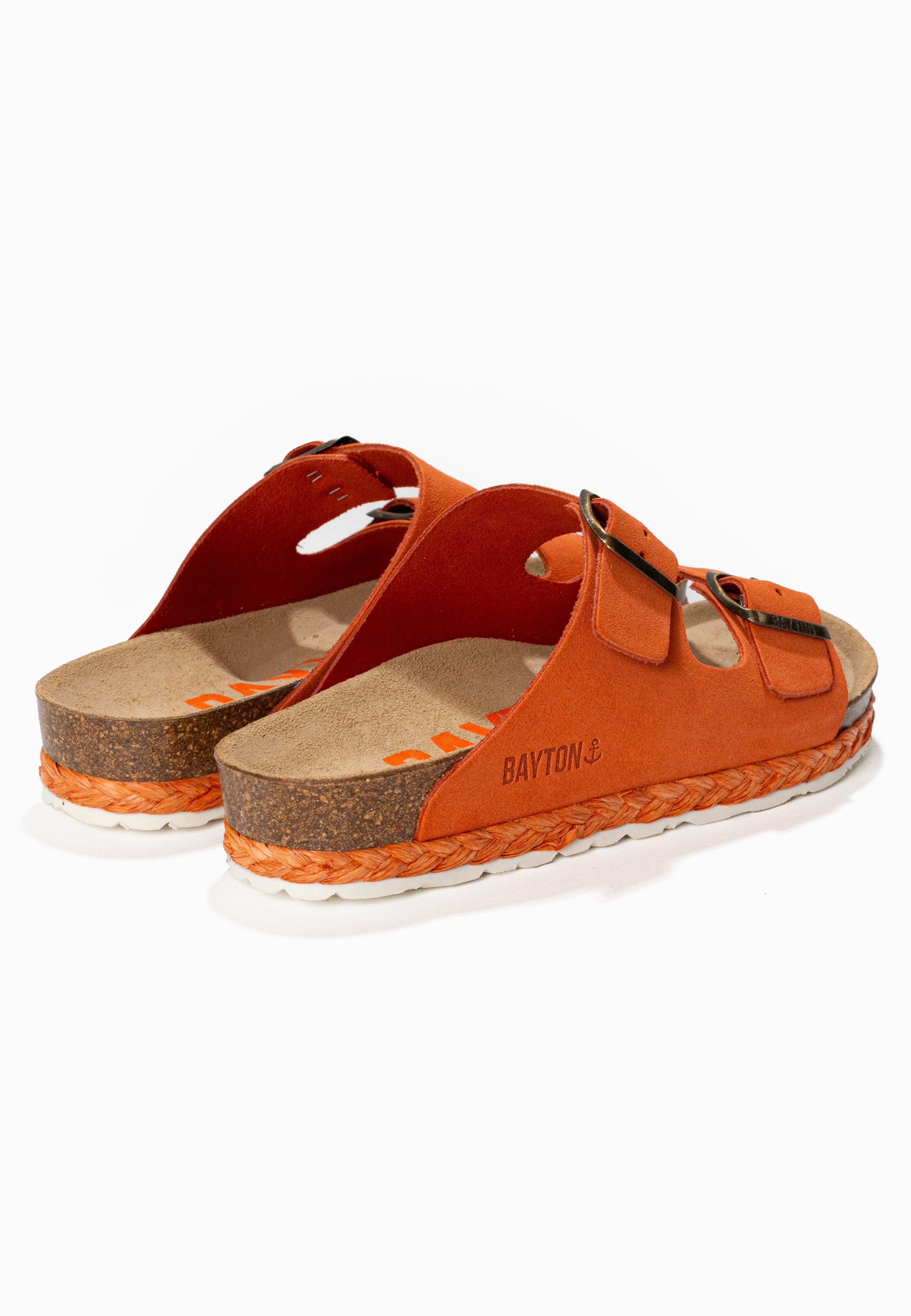 Benalla Orange Suede Leather 2 Strap Sandals