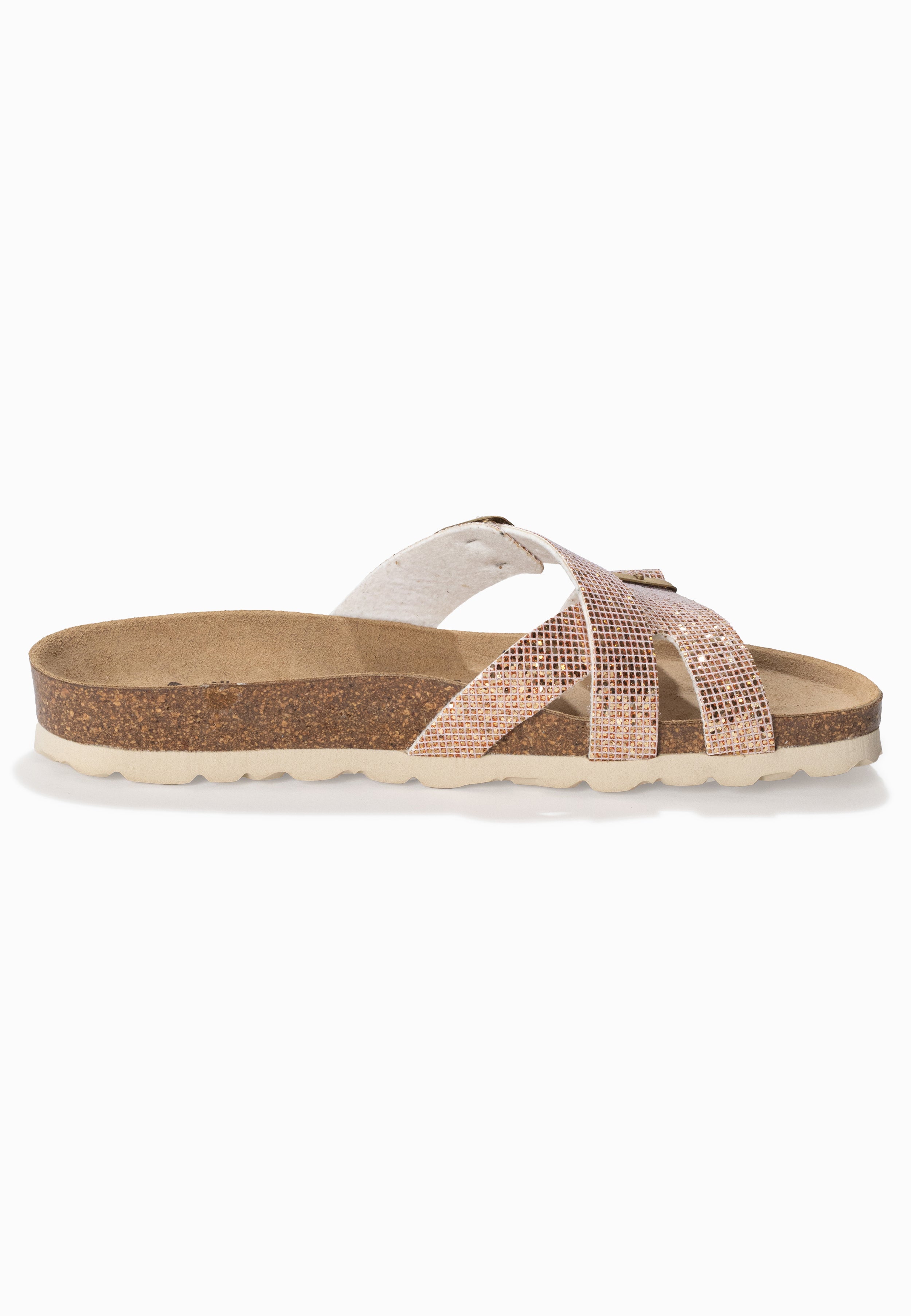 Cleo Rose gold glitter 2 strap sandals