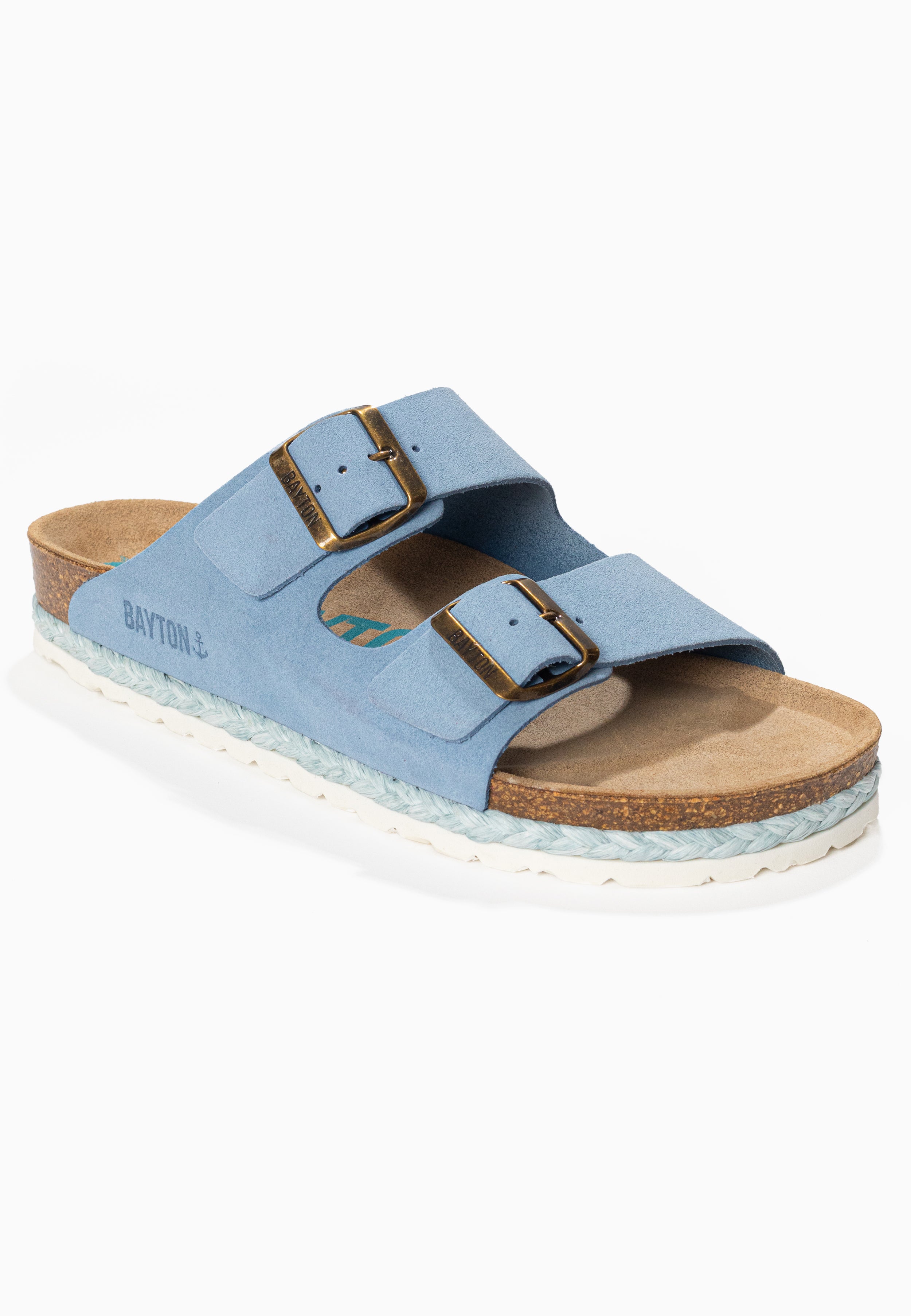 Benalla 2 Straps Sandals in Sky Blue Suede Leather