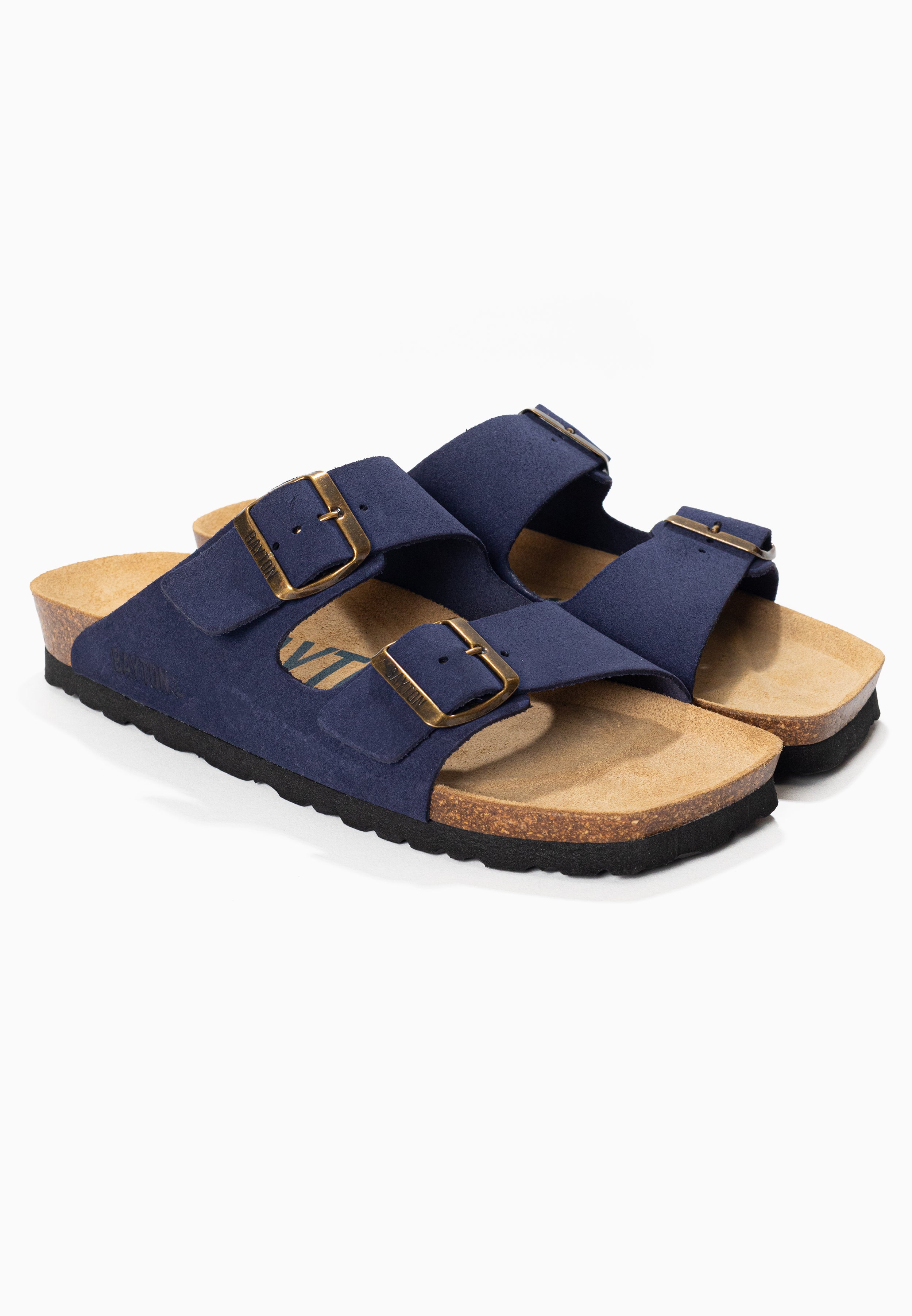 Sandales 2 Brides Atlas Bleu Marine en Cuir Suédé