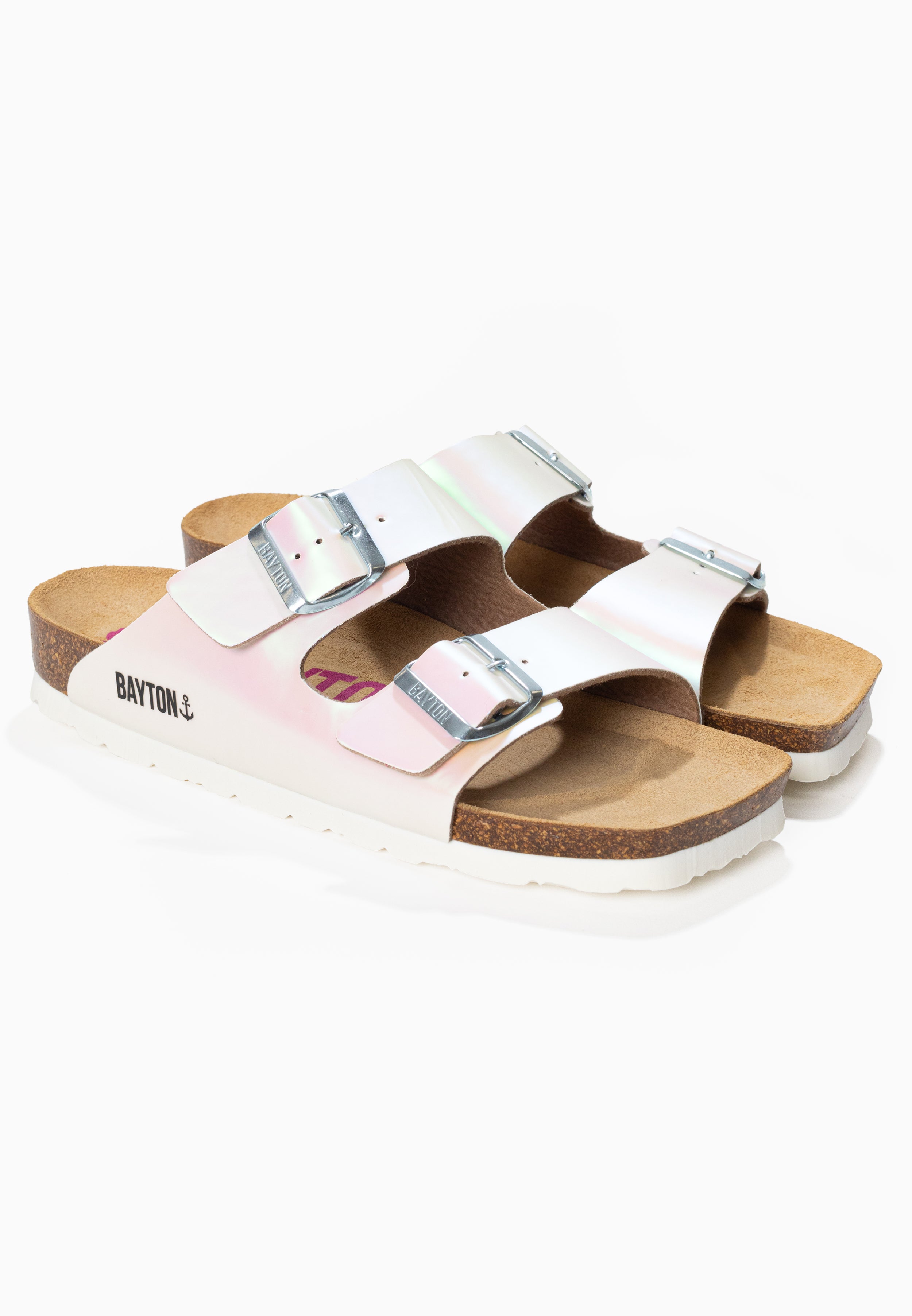 Atlas White Holographic 2 Strap Sandals