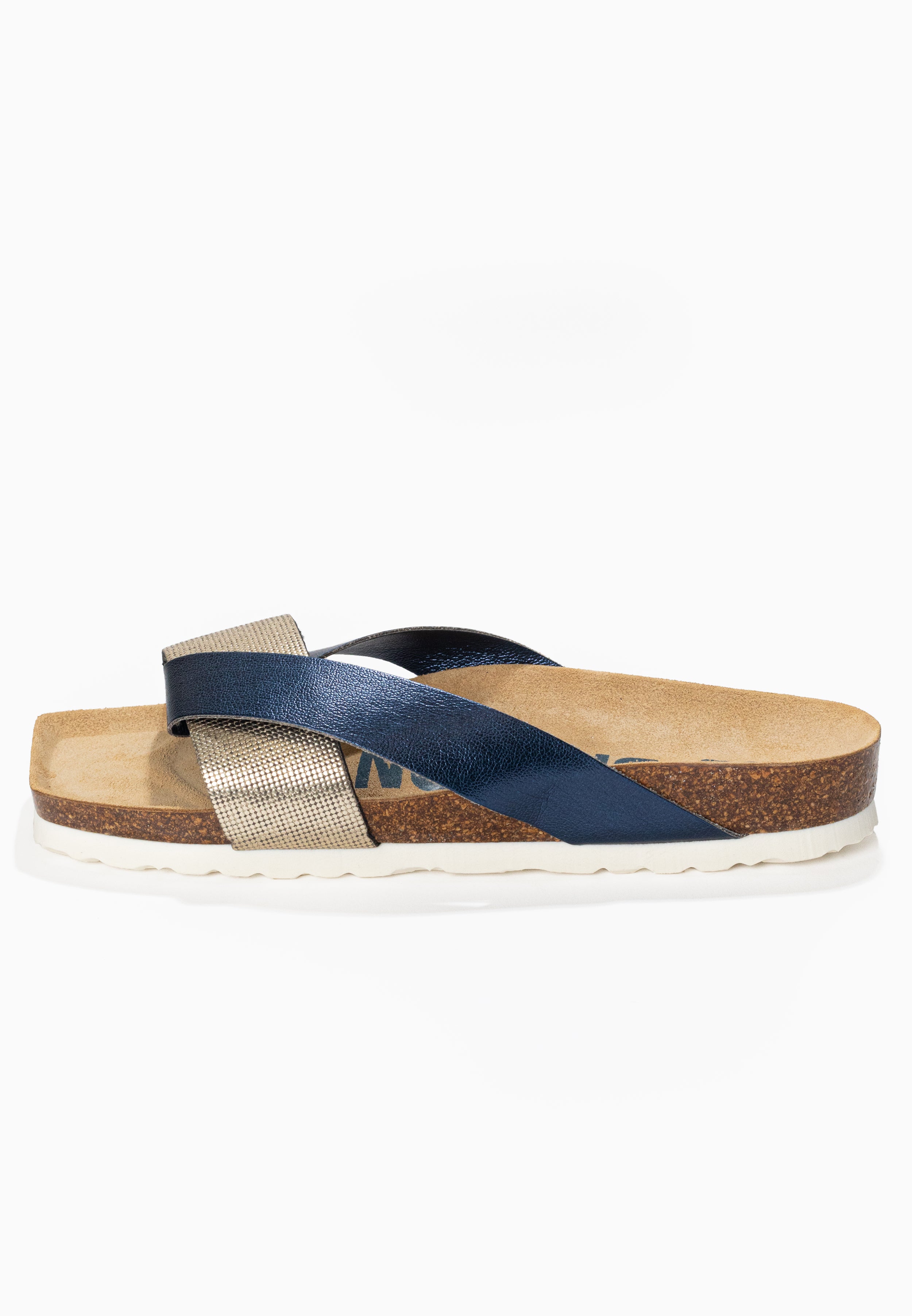 Mildura Navy Blue and Gold 2 Strap Sandals