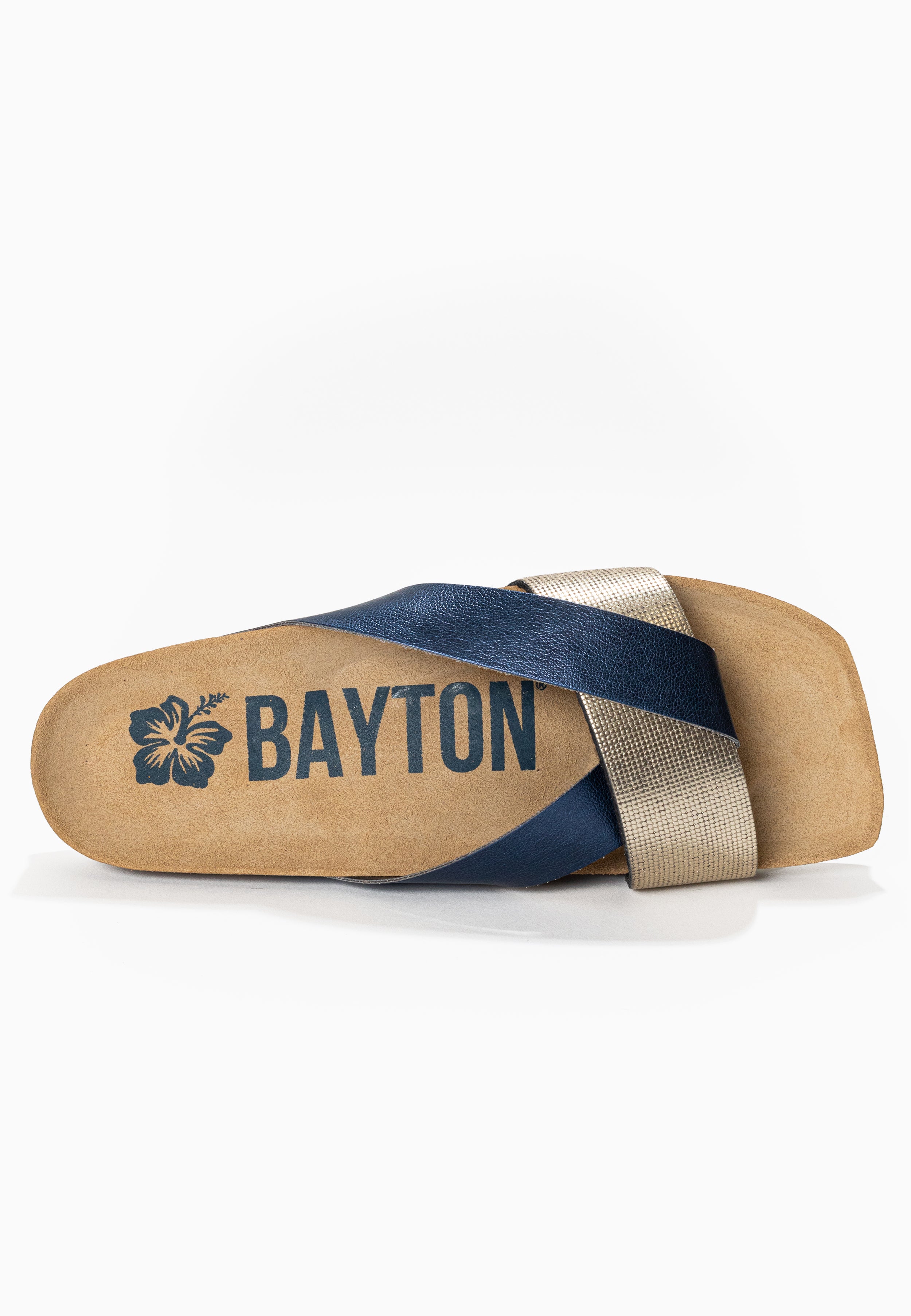 Mildura Navy Blue and Gold 2 Strap Sandals