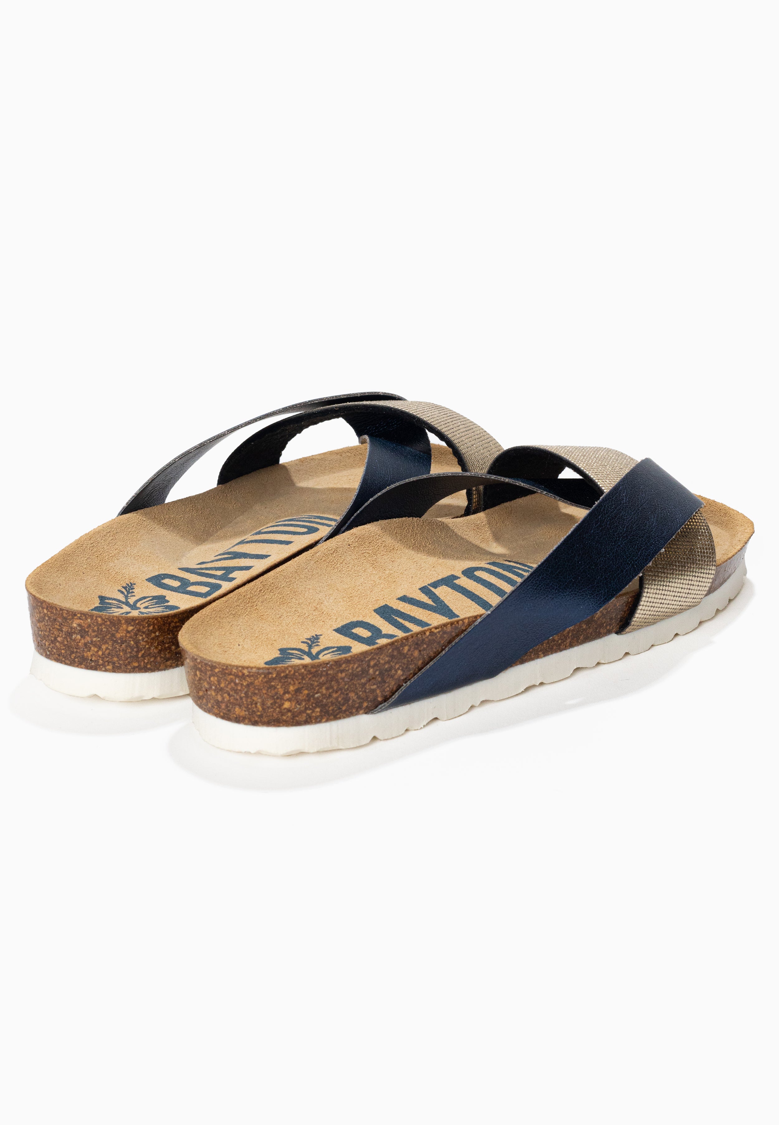 Mildura Navy Blue and Gold 2 Strap Sandals