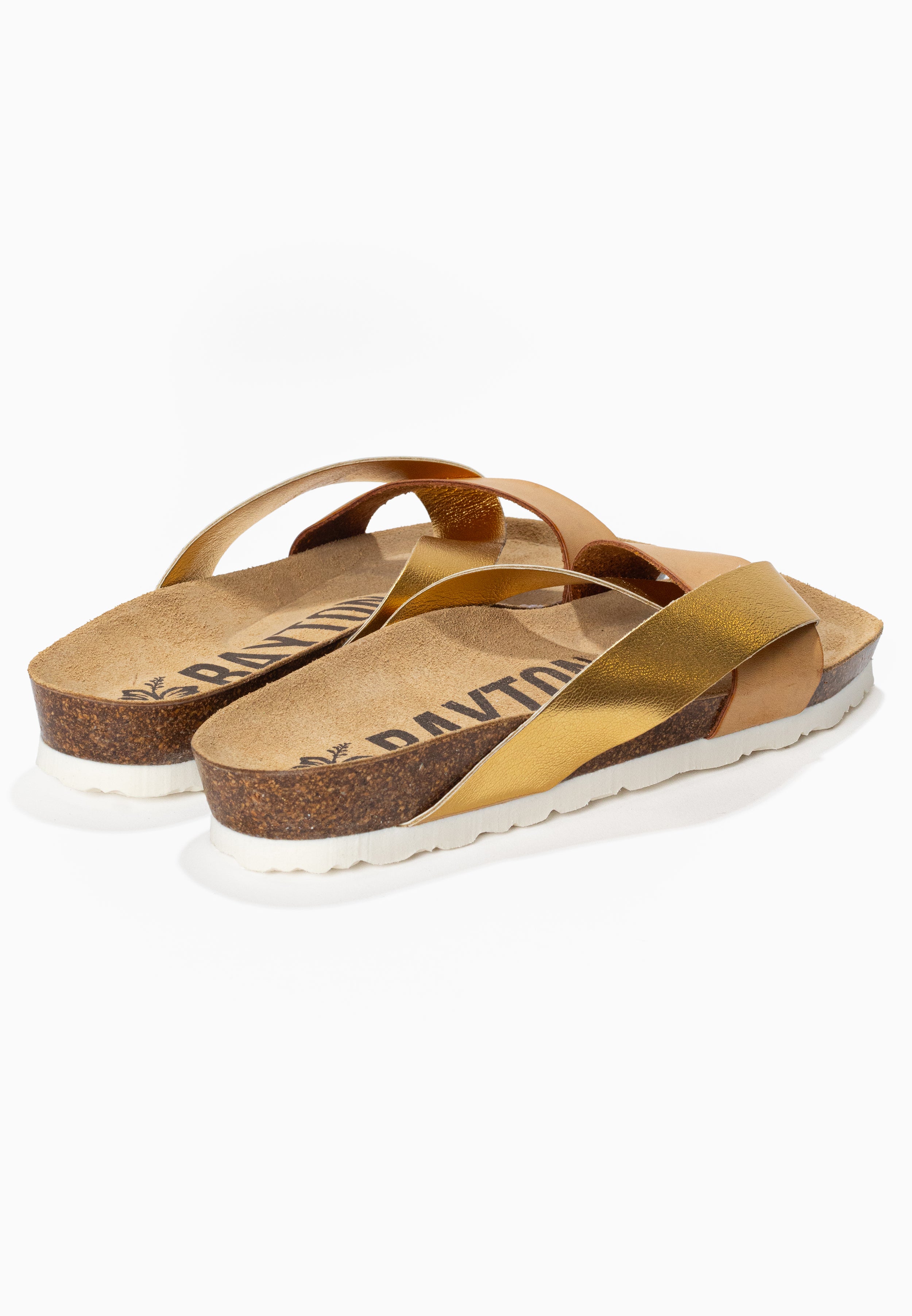 Mildura Camel and Gold 2 Strap Sandals