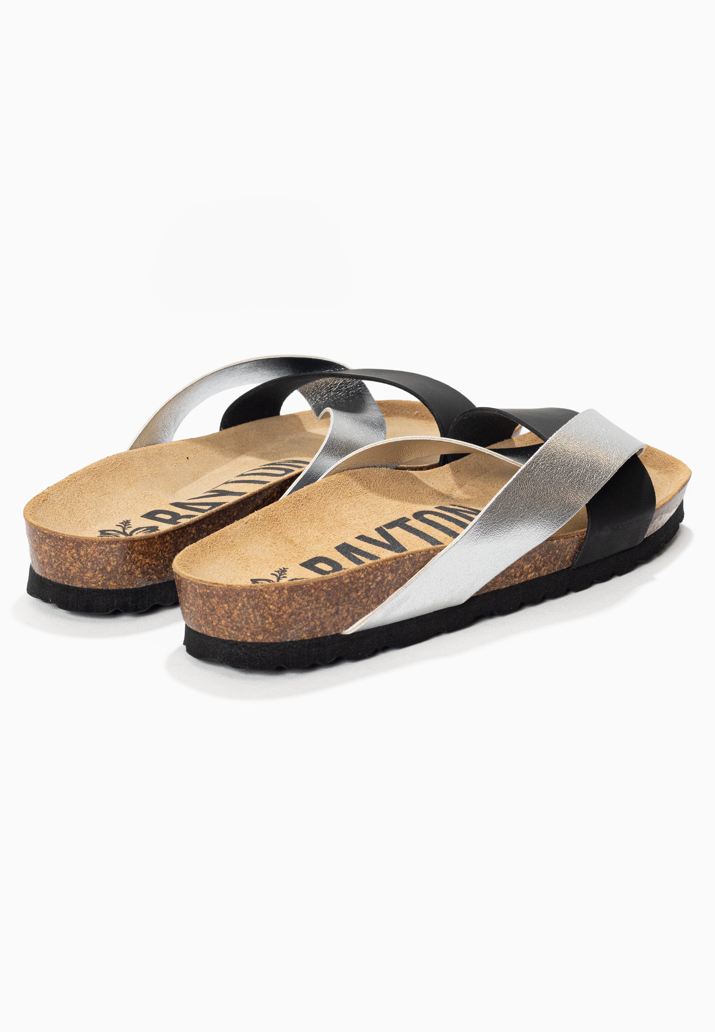 Mildura Black and Silver 2 Strap Sandals