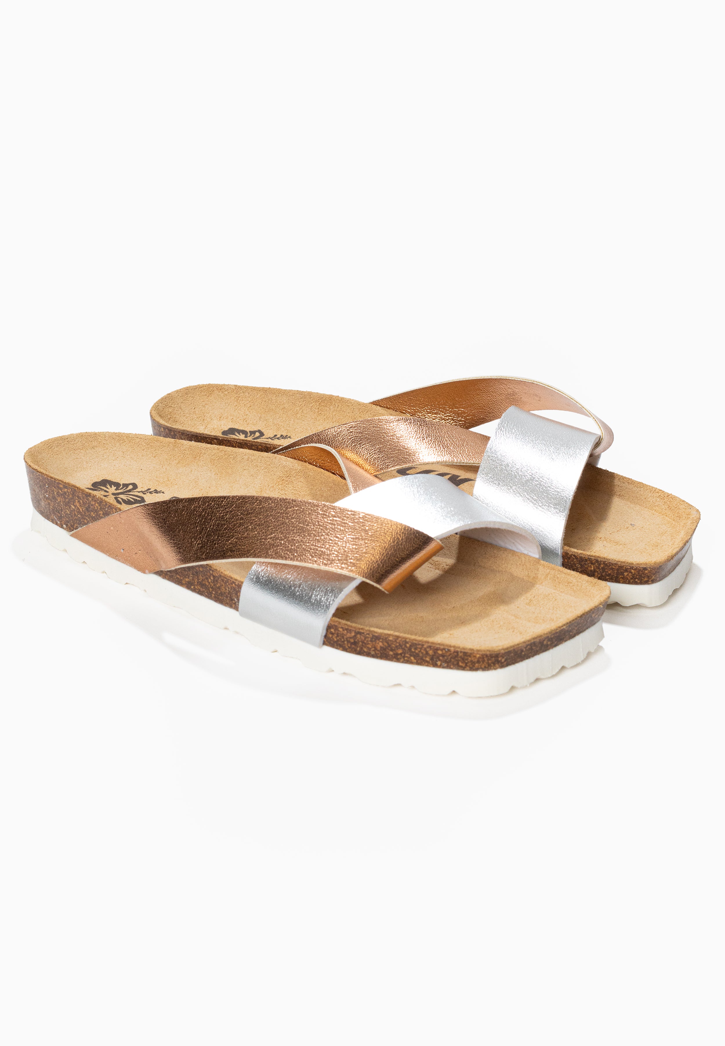 Mildura Silver and Rose Gold 2 Strap Sandals