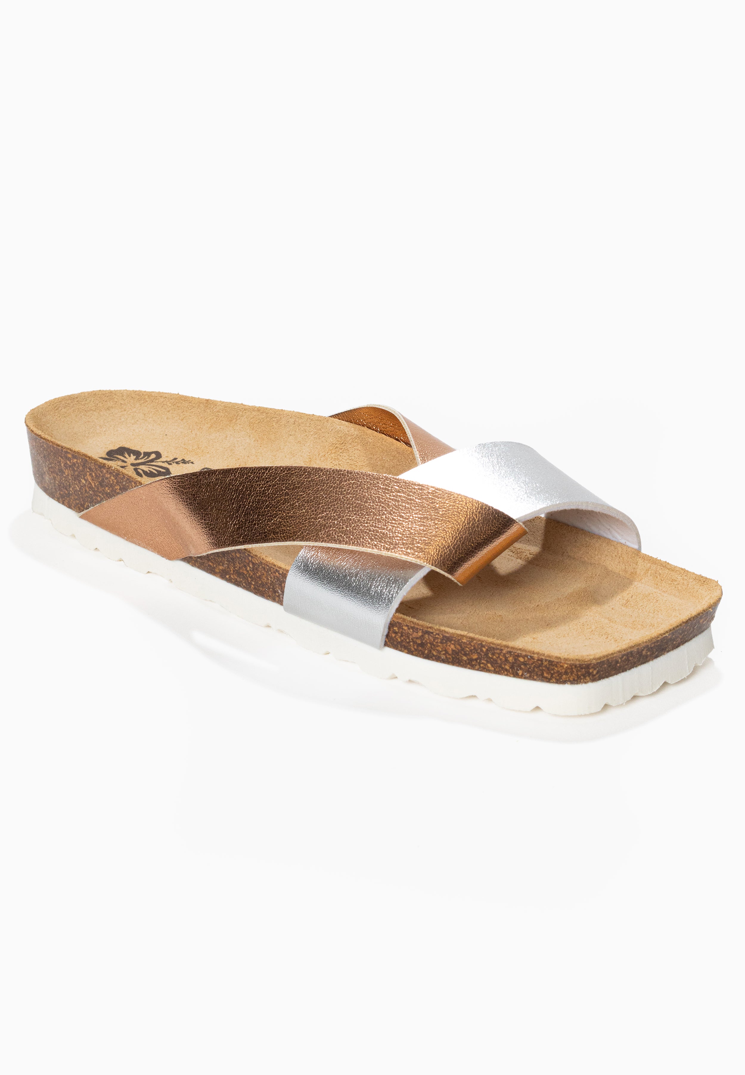 Mildura Silver and Rose Gold 2 Strap Sandals