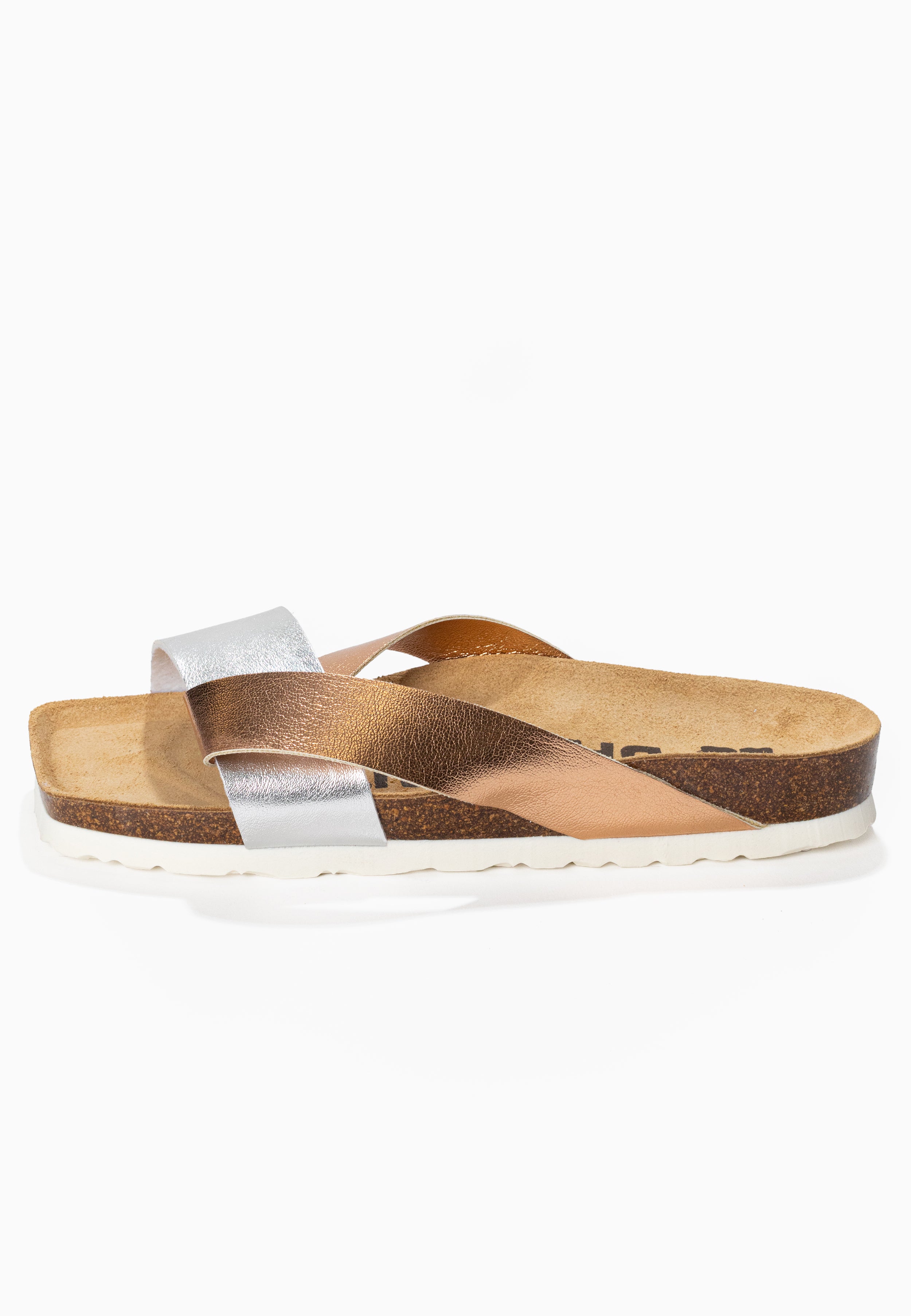 Mildura Silver and Rose Gold 2 Strap Sandals