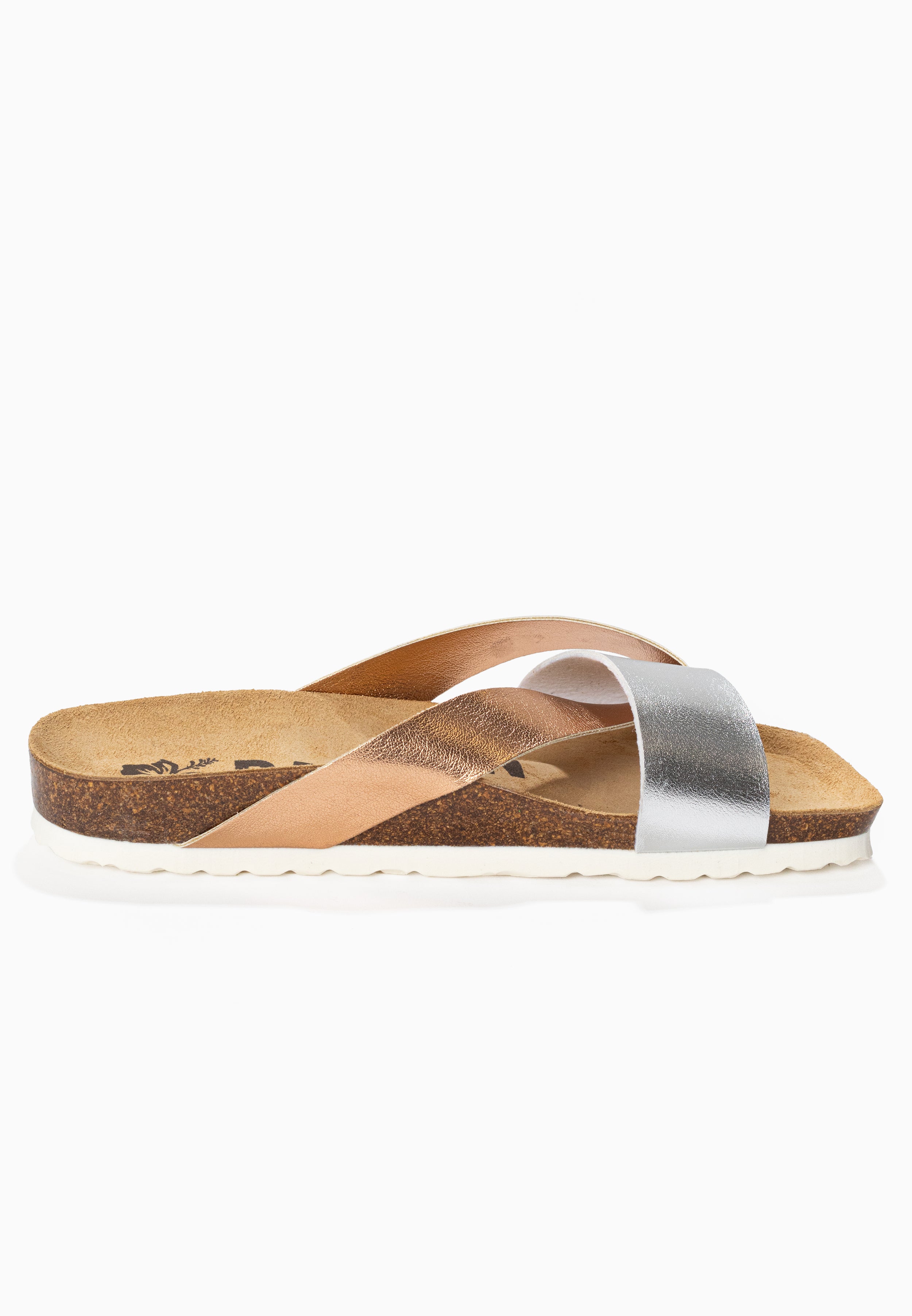 Mildura Silver and Rose Gold 2 Strap Sandals