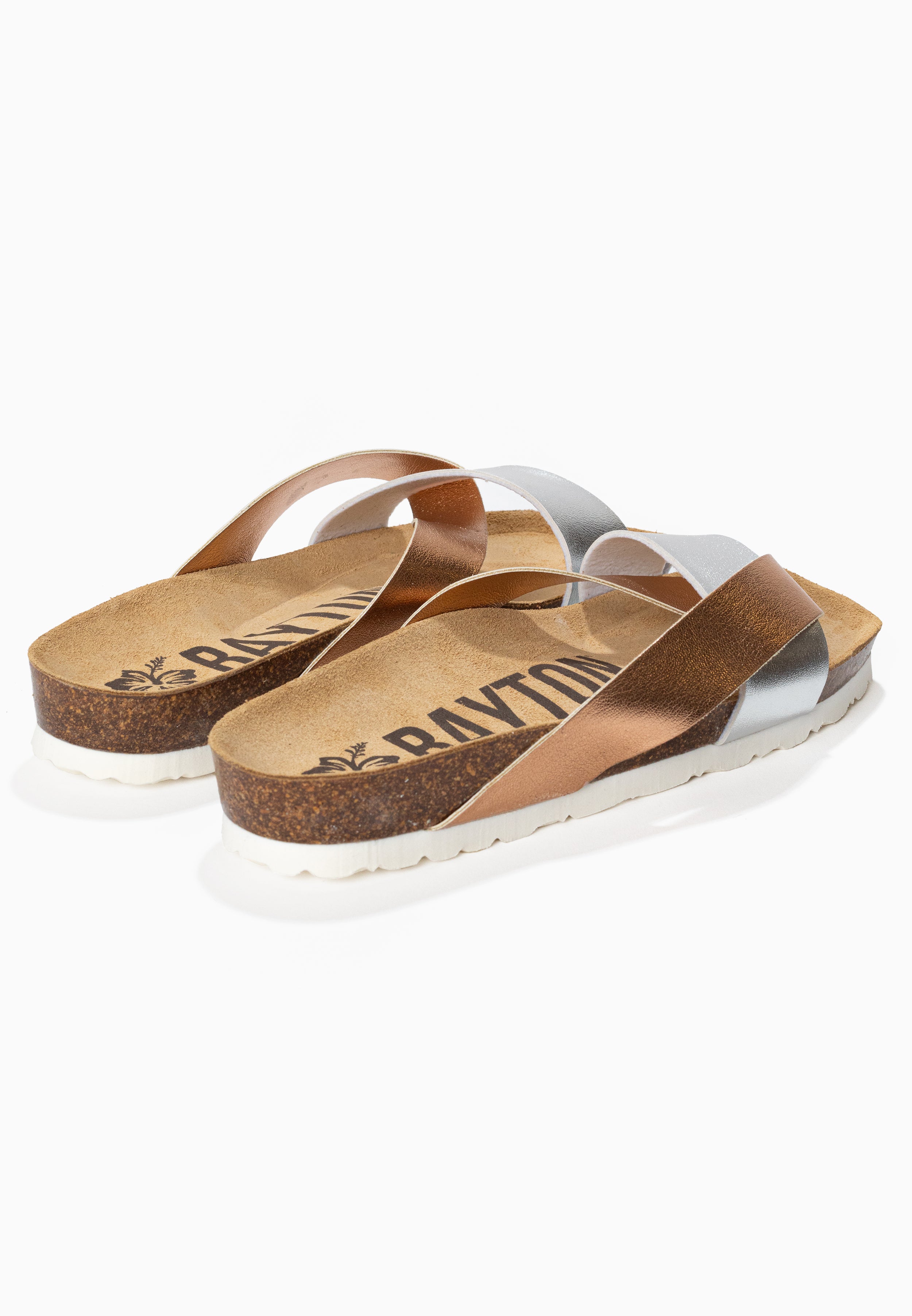 Mildura Silver and Rose Gold 2 Strap Sandals