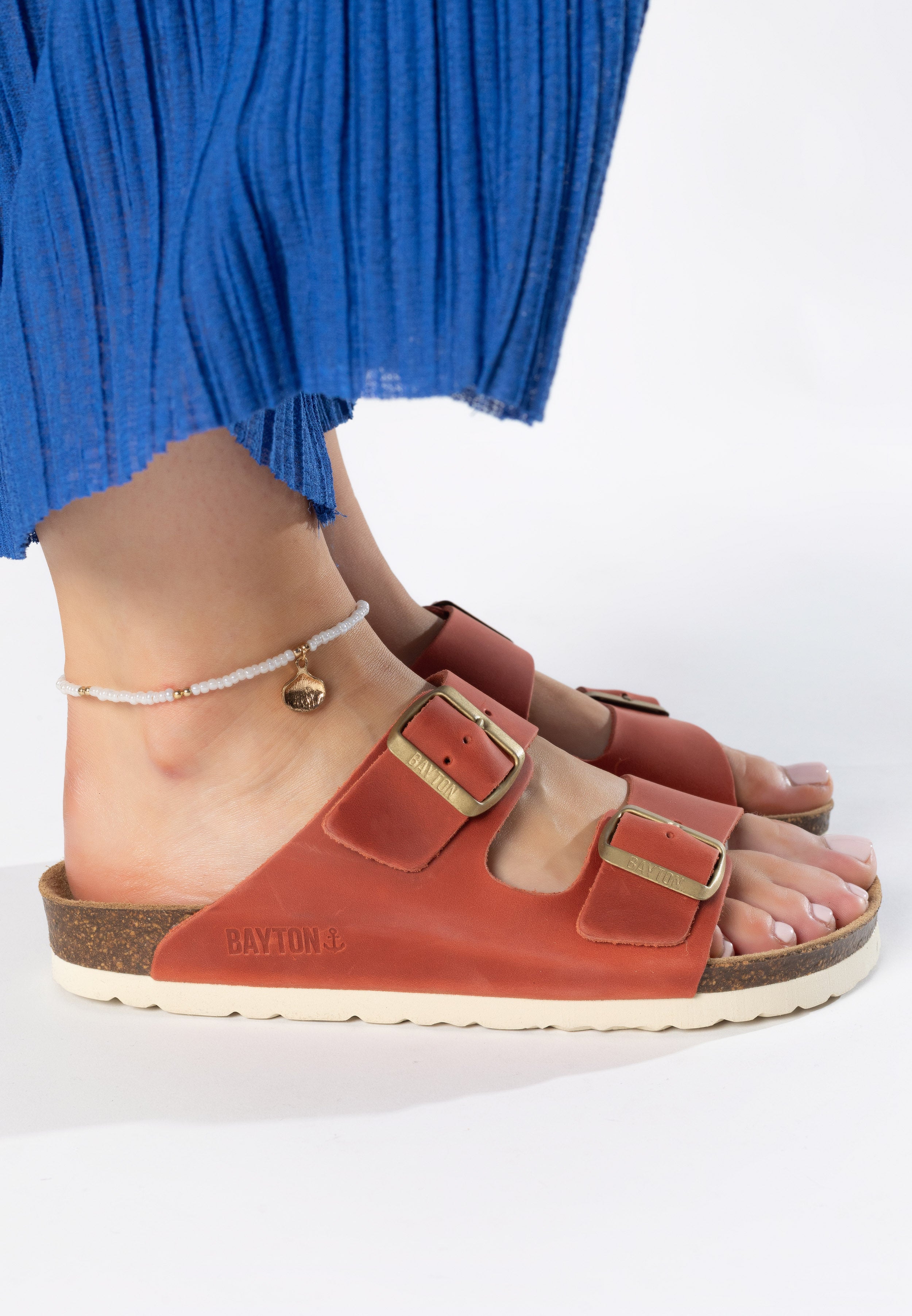 Atlas Orange 2 Strap Sandals 100% Leather