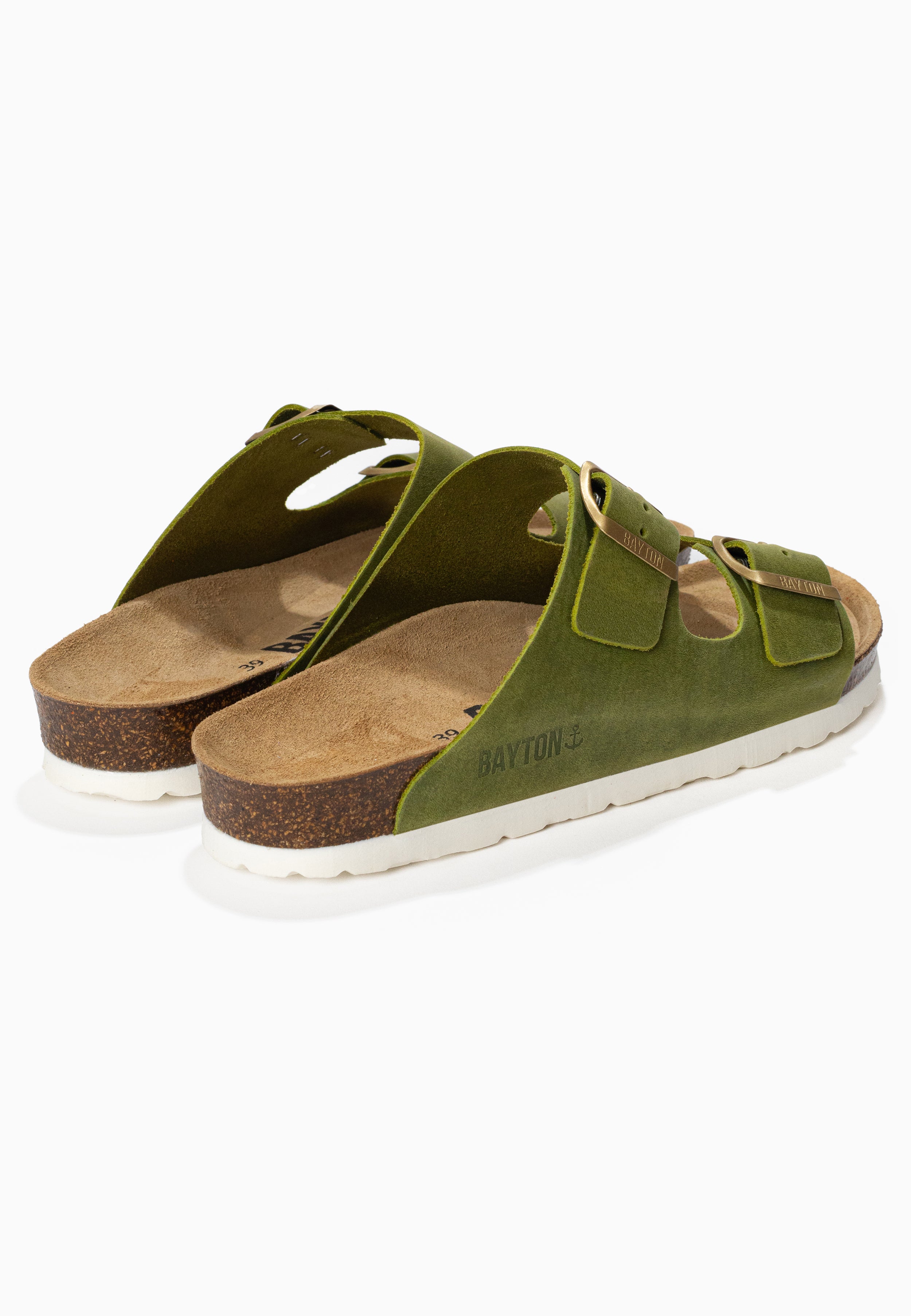 Sandales 2 Brides Atlas Vert 100% Cuir