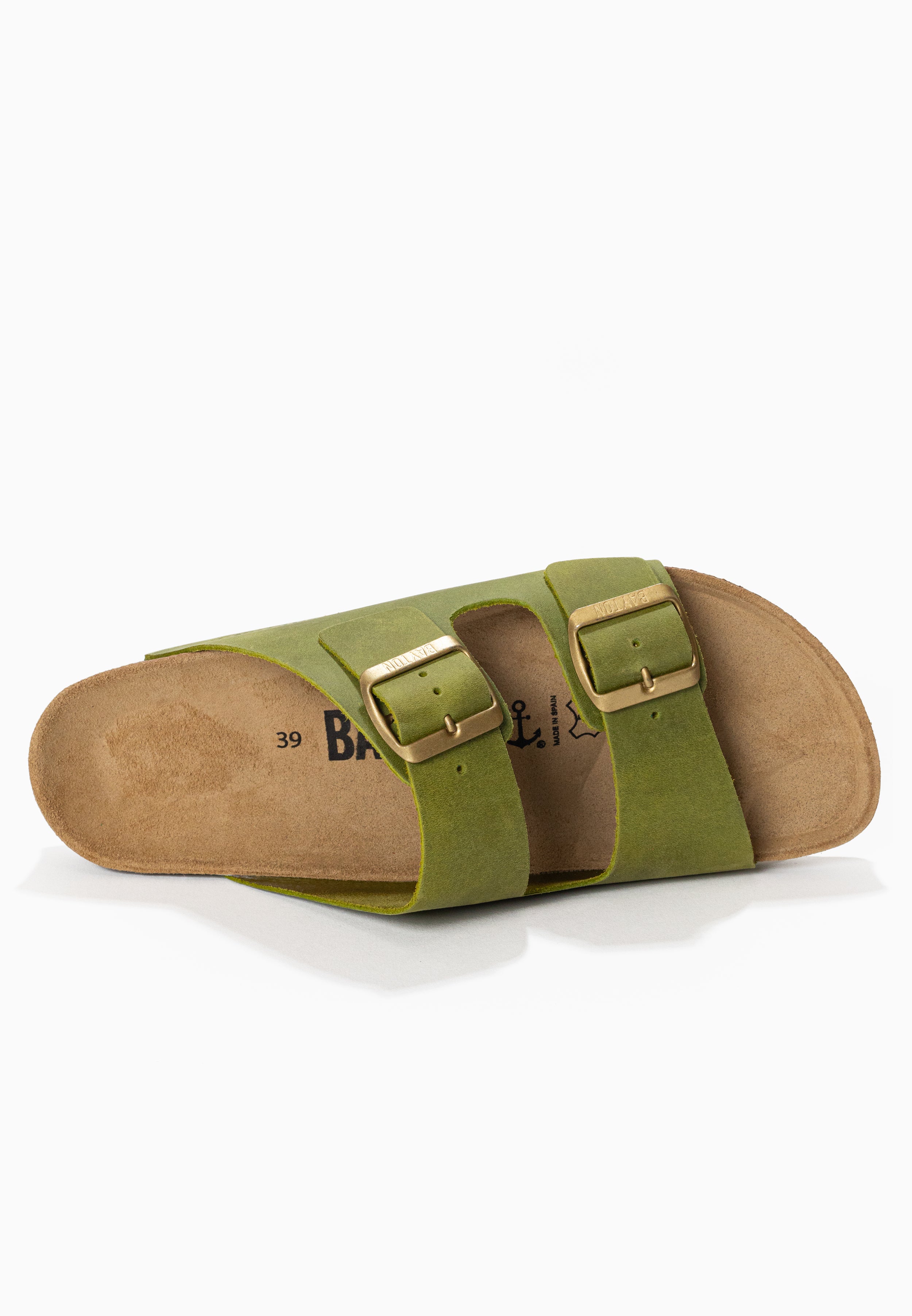 Sandales 2 Brides Atlas Vert 100% Cuir