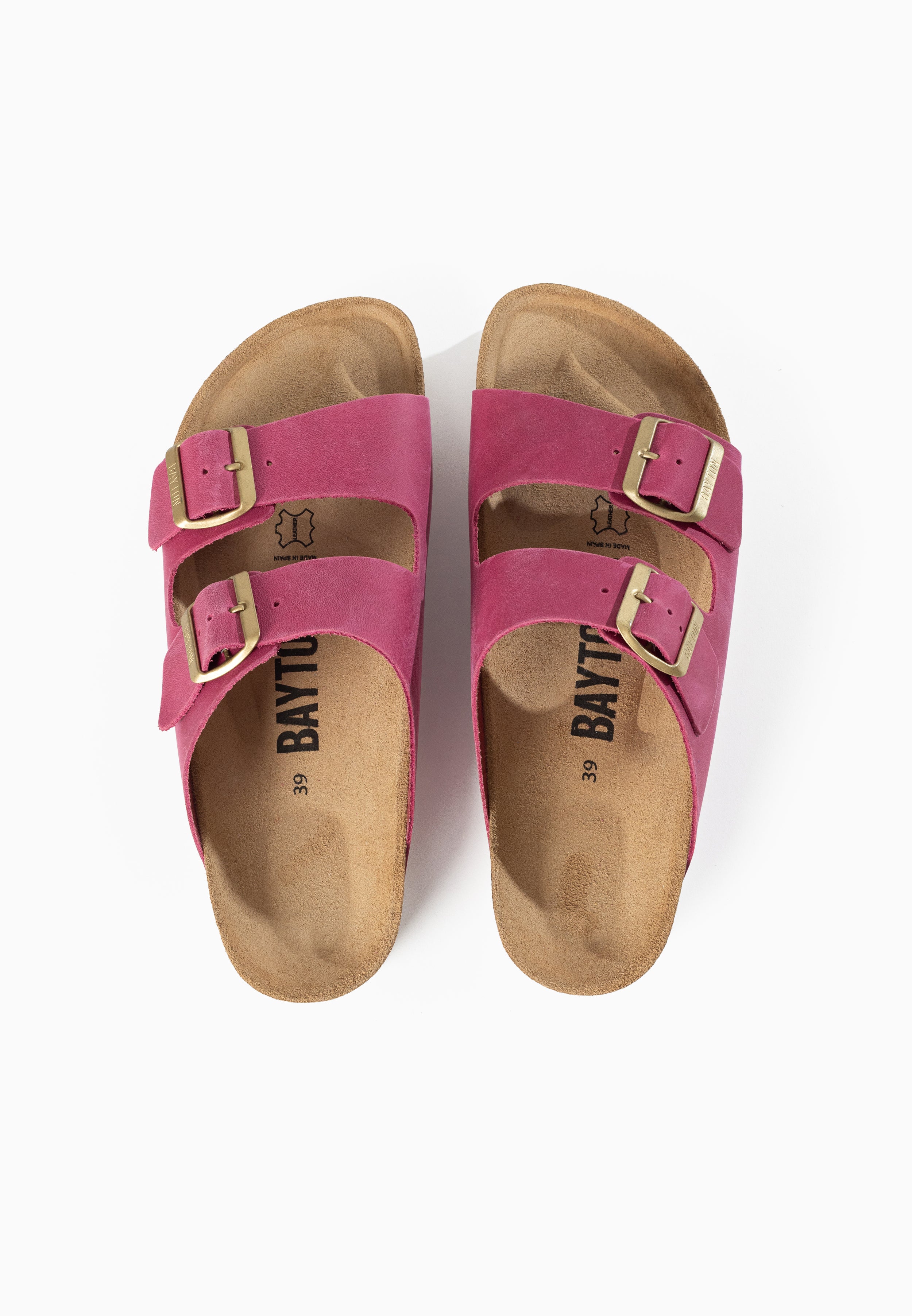 Atlas Fuschia 2 Strap Sandals 100% Leather