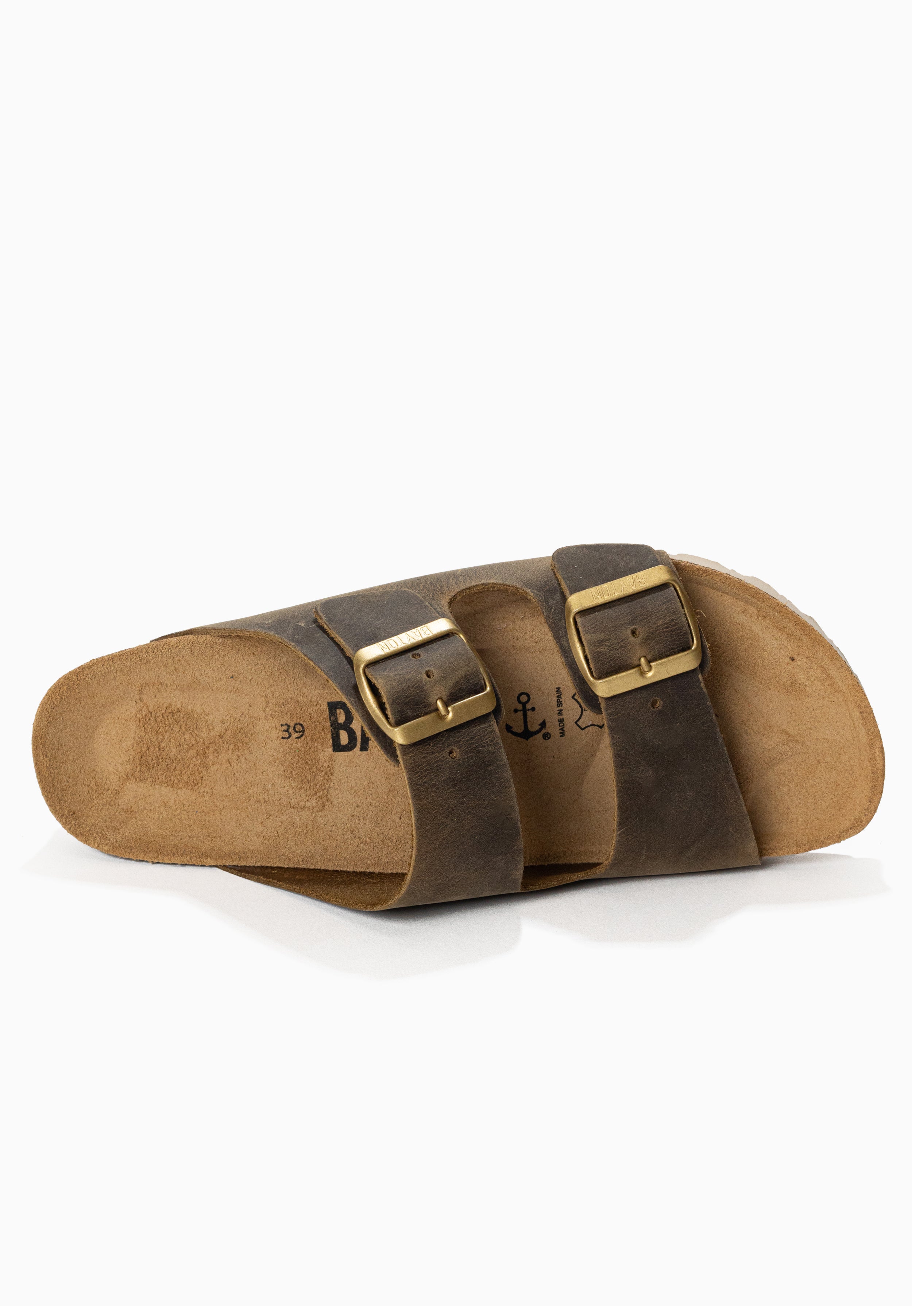 Atlas Brown 2 Strap Sandals 100% Leather