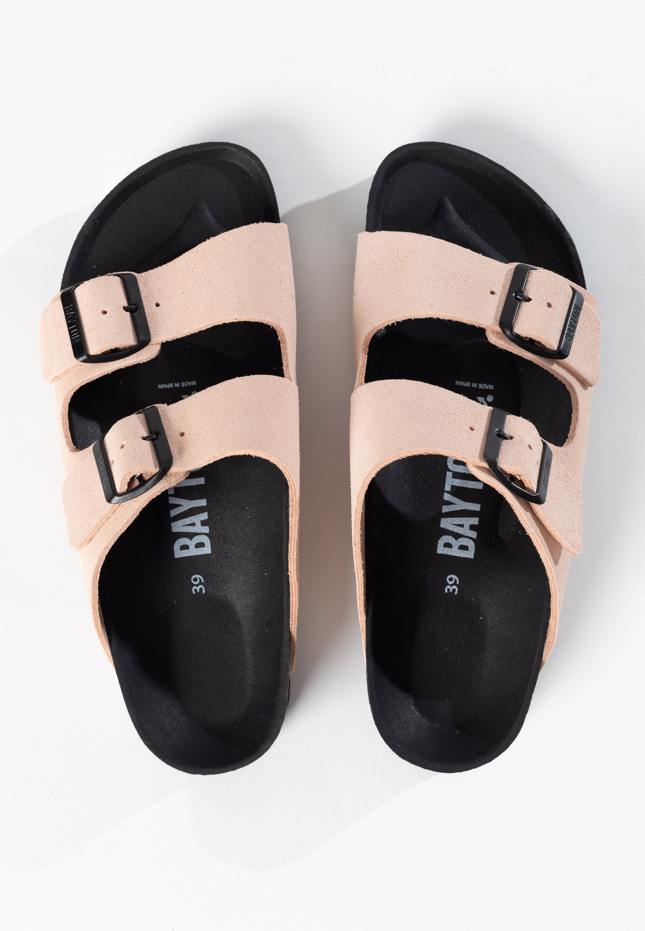 Atlas Nude Suede Leather 2 Strap Sandals