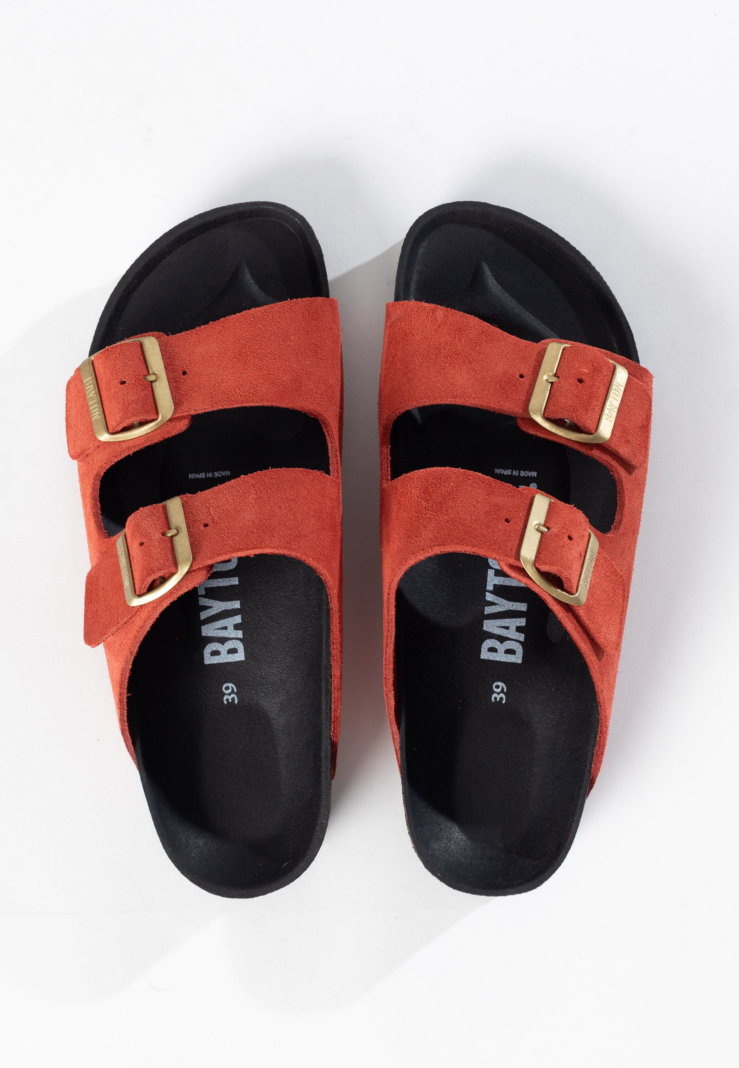 Atlas Orange Suede Leather 2 Strap Sandals