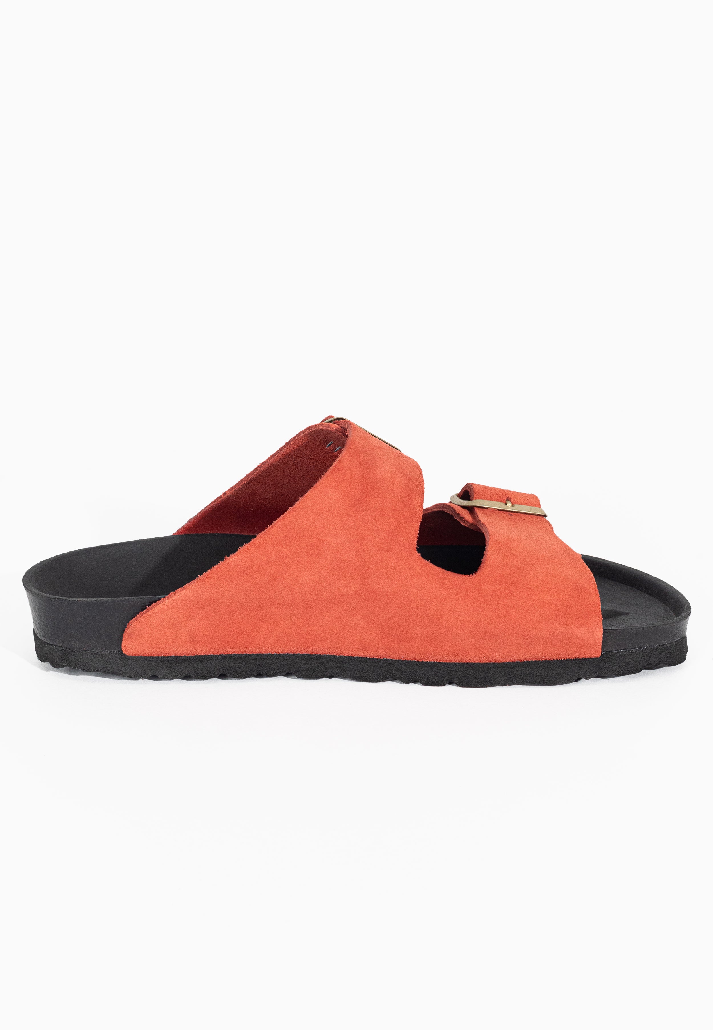 Atlas Orange Suede Leather 2 Strap Sandals