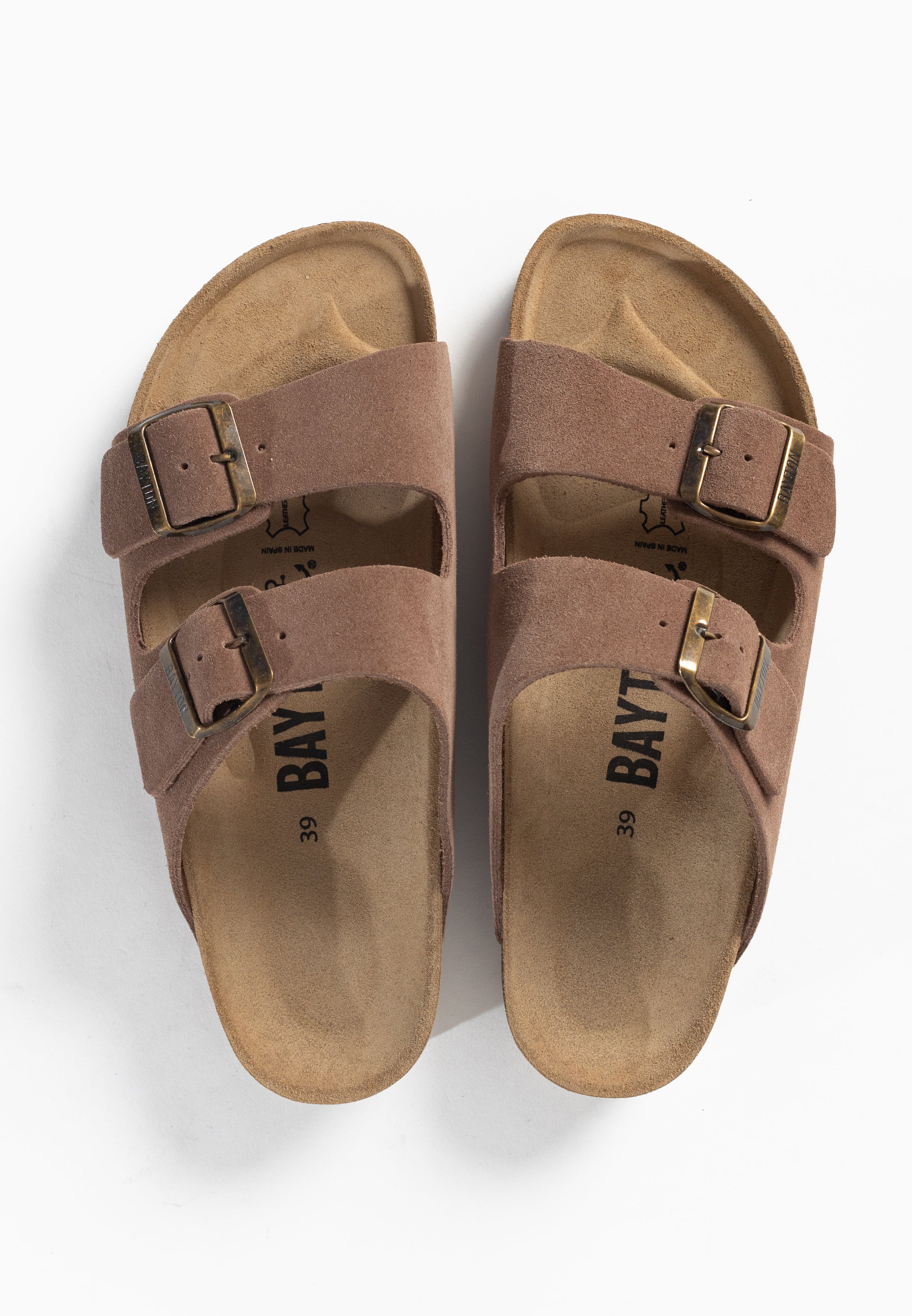 Atlas 2 Straps Dark Beige Suede Leather Sandals