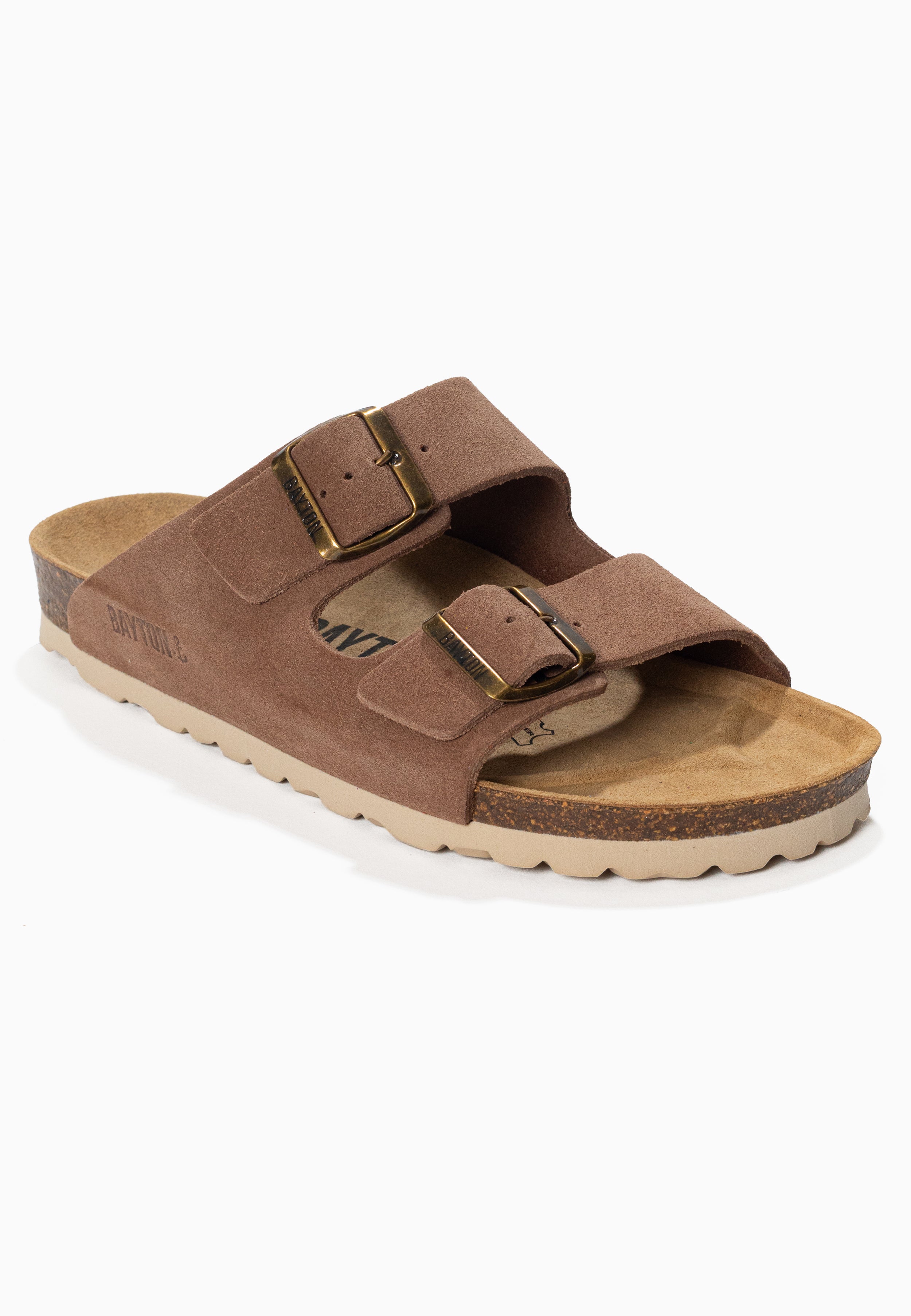 Sandales 2 Brides Atlas Beige foncé en Cuir Suédé