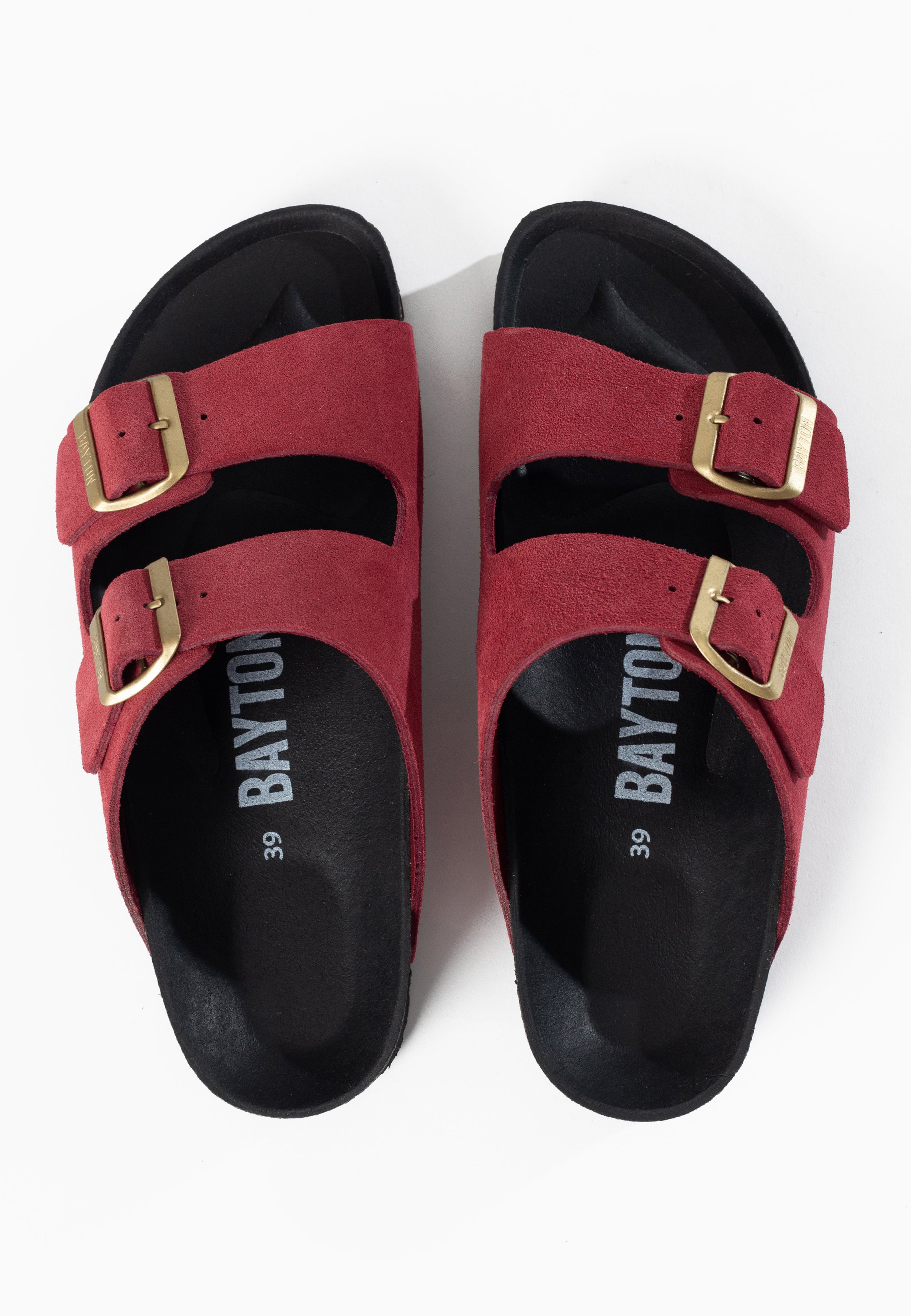 Atlas Bordeaux Suede Leather 2 Strap Sandals