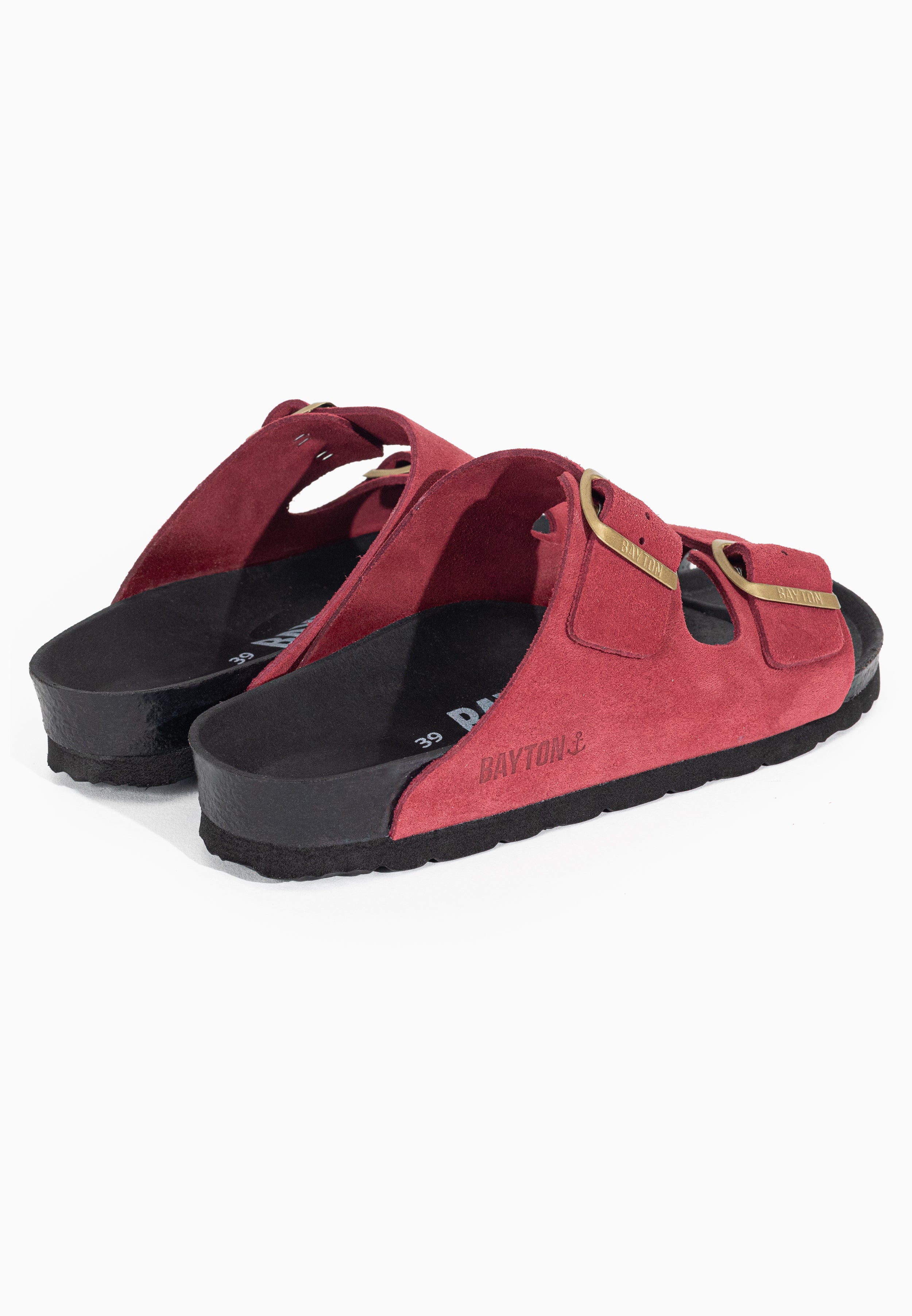 Atlas Bordeaux Suede Leather 2 Strap Sandals