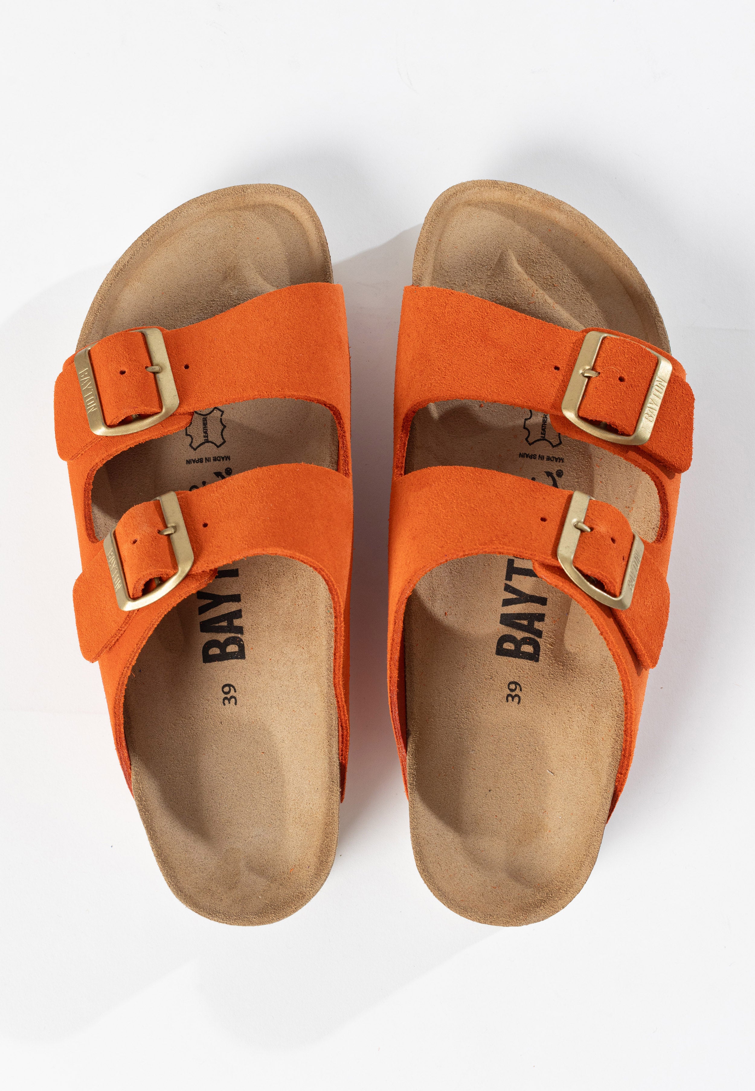 Atlas Orange Suede Leather 2 Strap Sandals