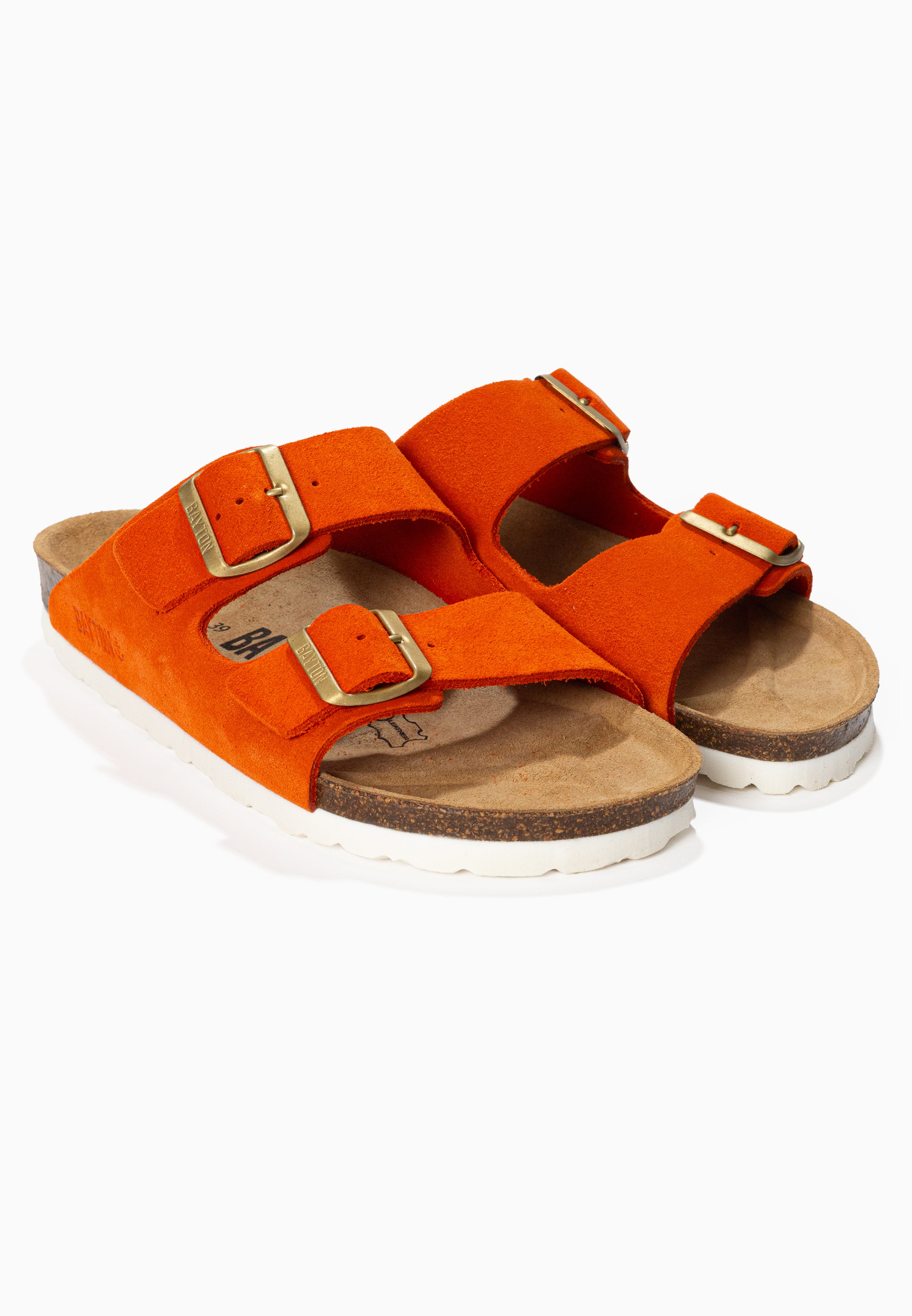 Atlas Orange Suede Leather 2 Strap Sandals