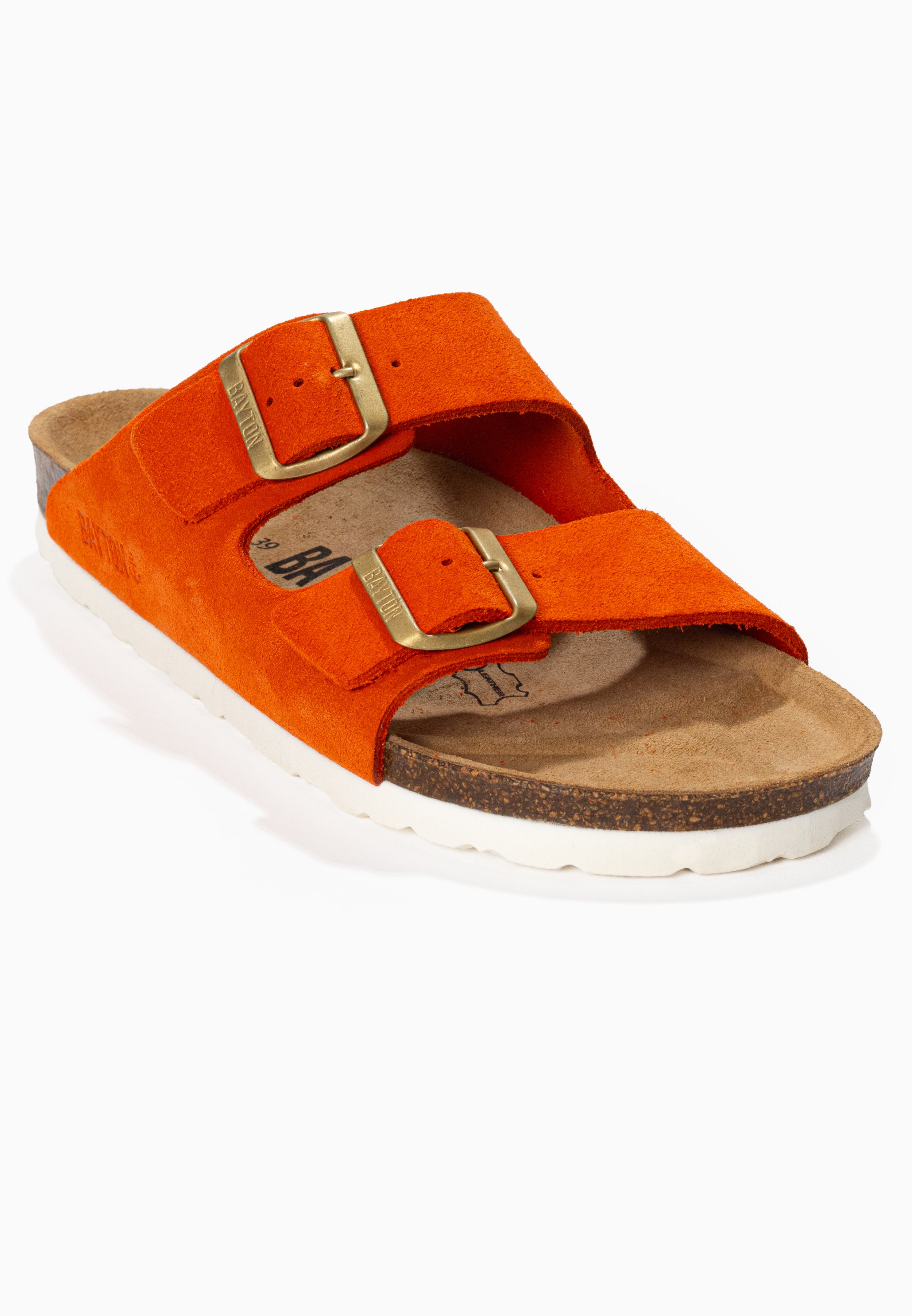 Atlas Orange Suede Leather 2 Strap Sandals