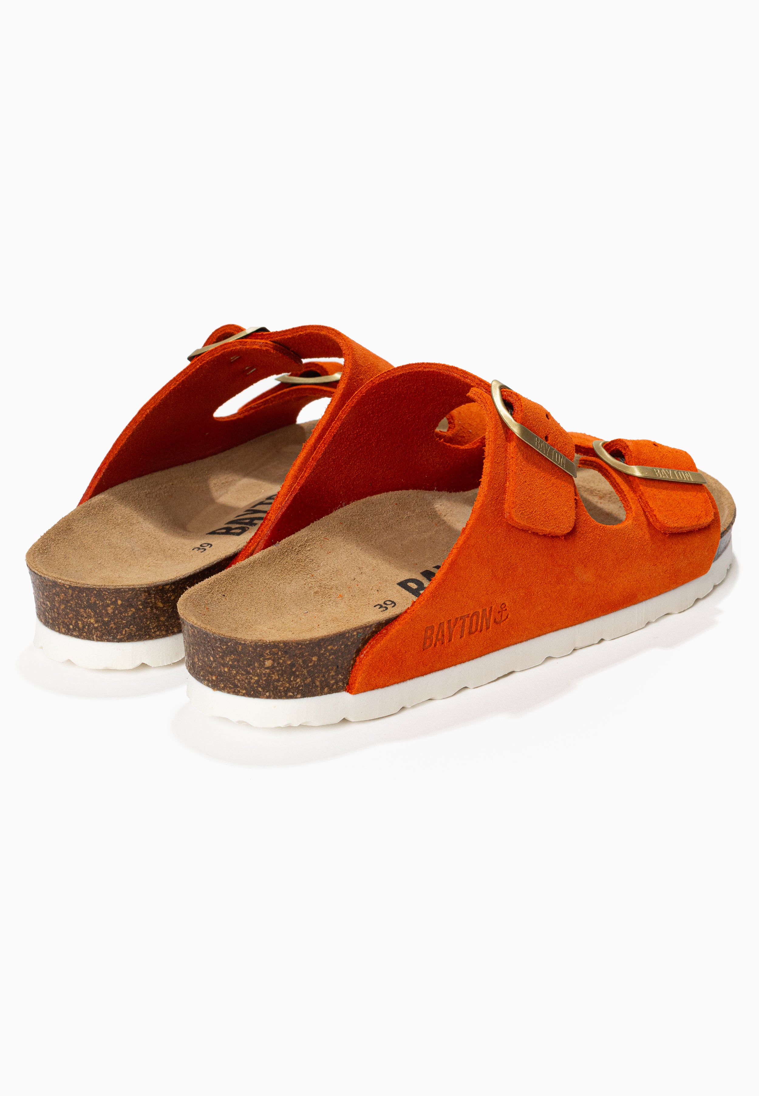 Sandales 2 Brides Atlas Orange en Cuir Suédé