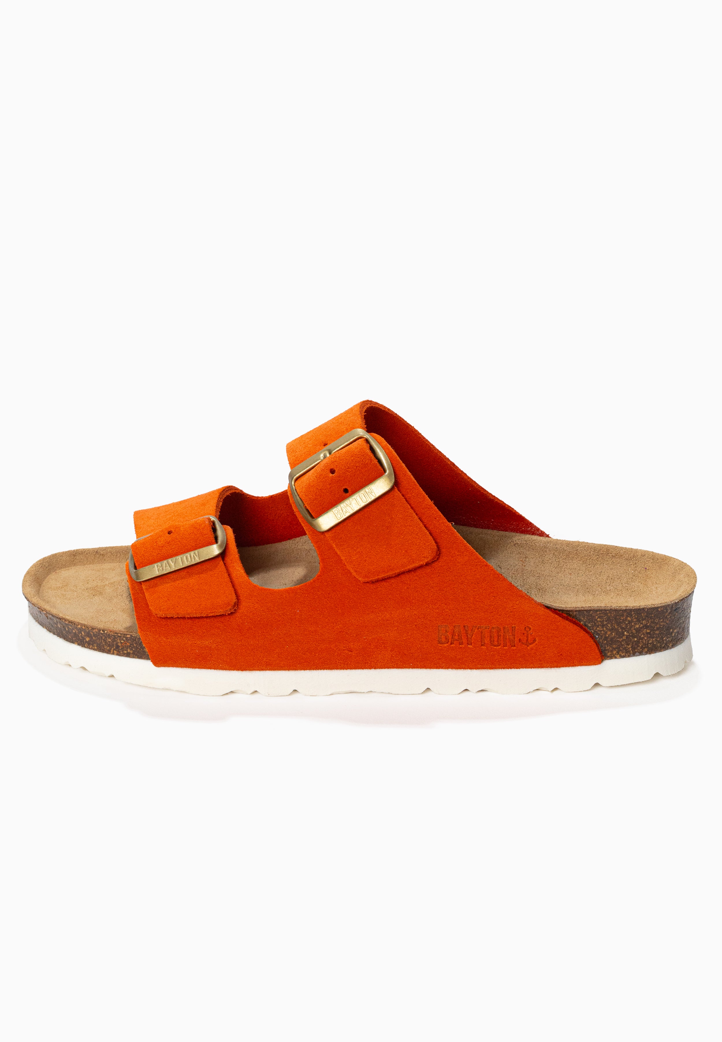 Sandales 2 Brides Atlas Orange en Cuir Suédé