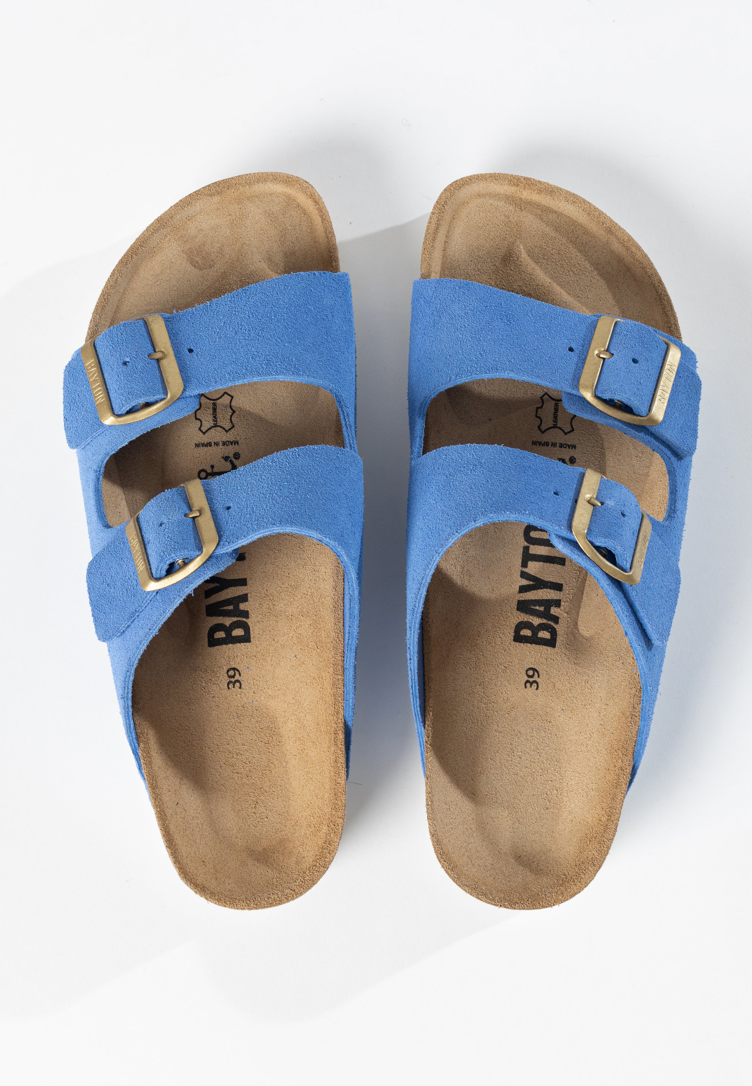 Atlas Blue Suede Leather 2 Strap Sandals