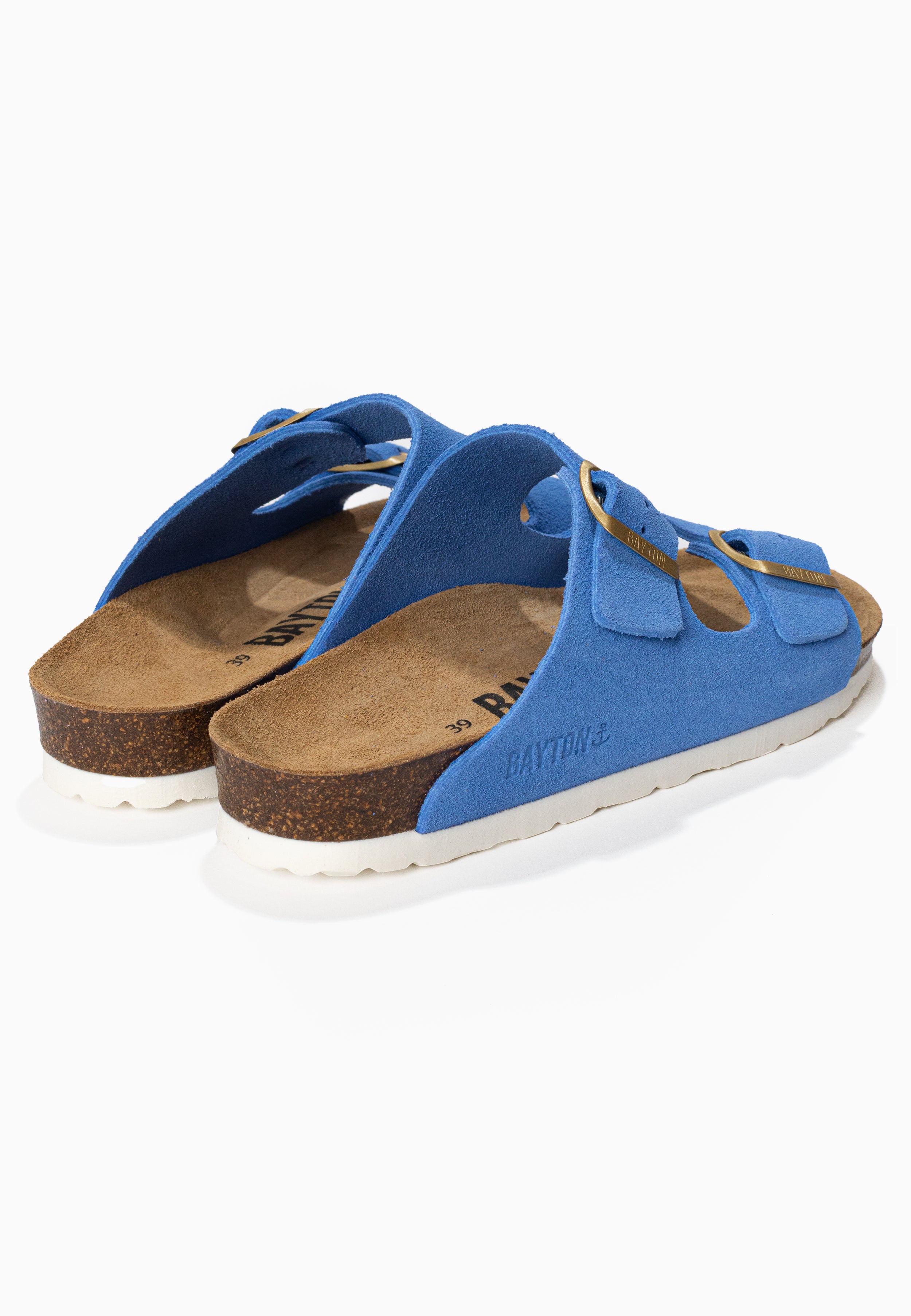 Atlas Blue Suede Leather 2 Strap Sandals