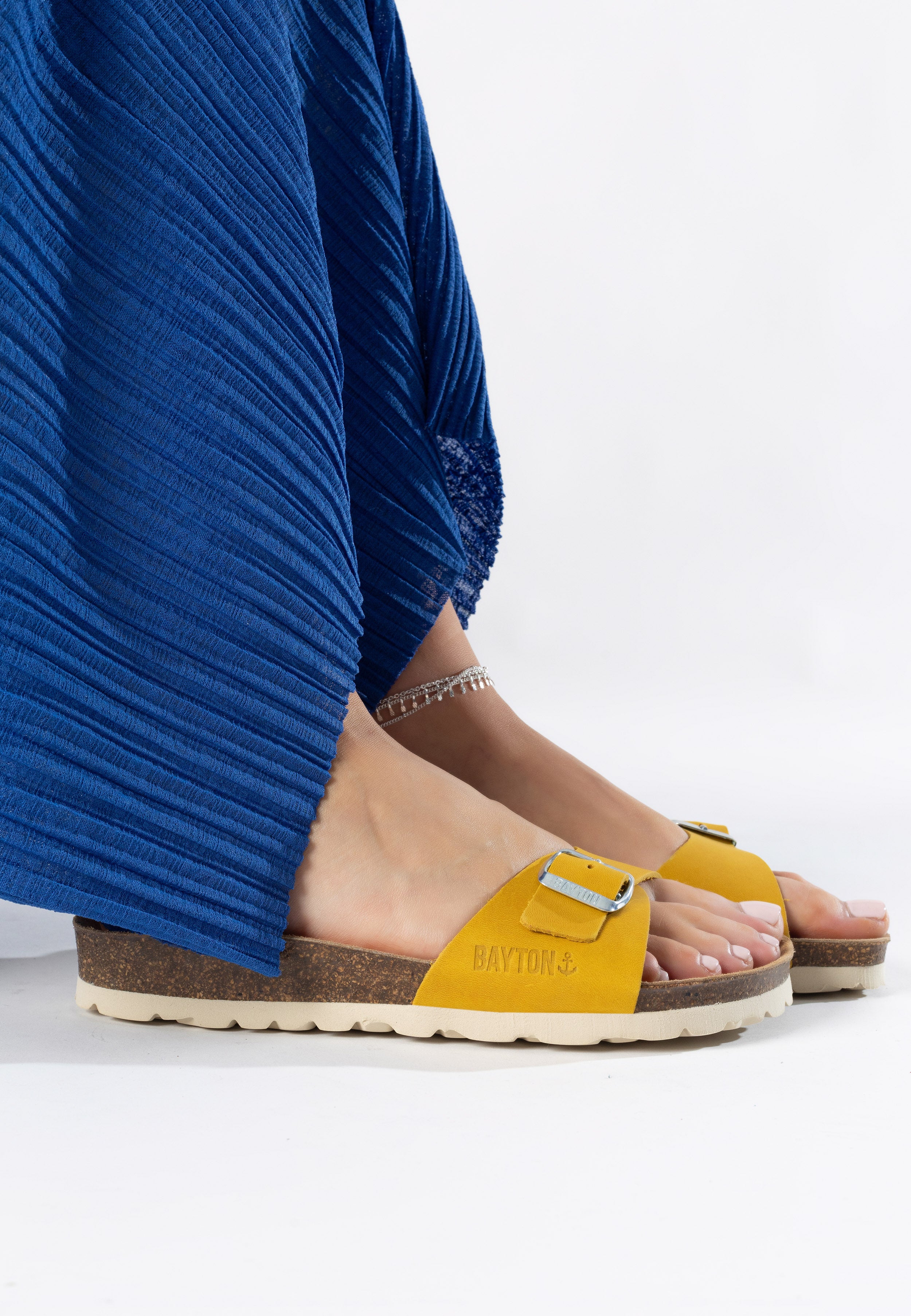 Zephyr Yellow 100% Leather 1 Strap Sandals