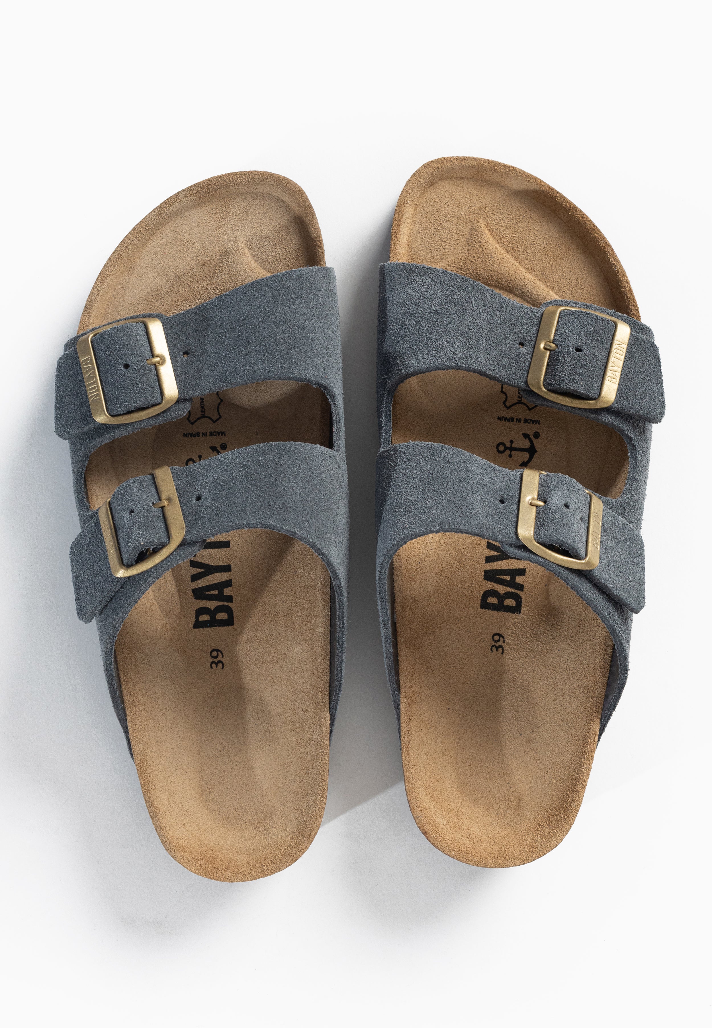 Atlas Grey Suede Leather 2 Strap Sandals