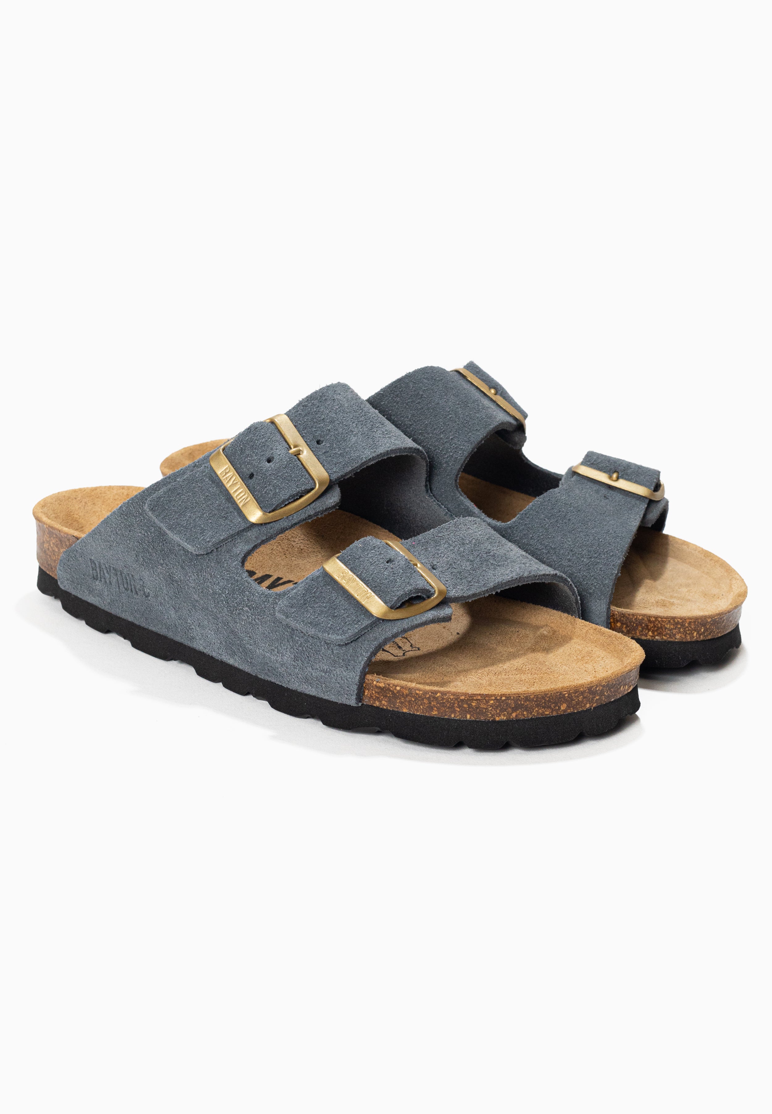 Atlas Grey Suede Leather 2 Strap Sandals