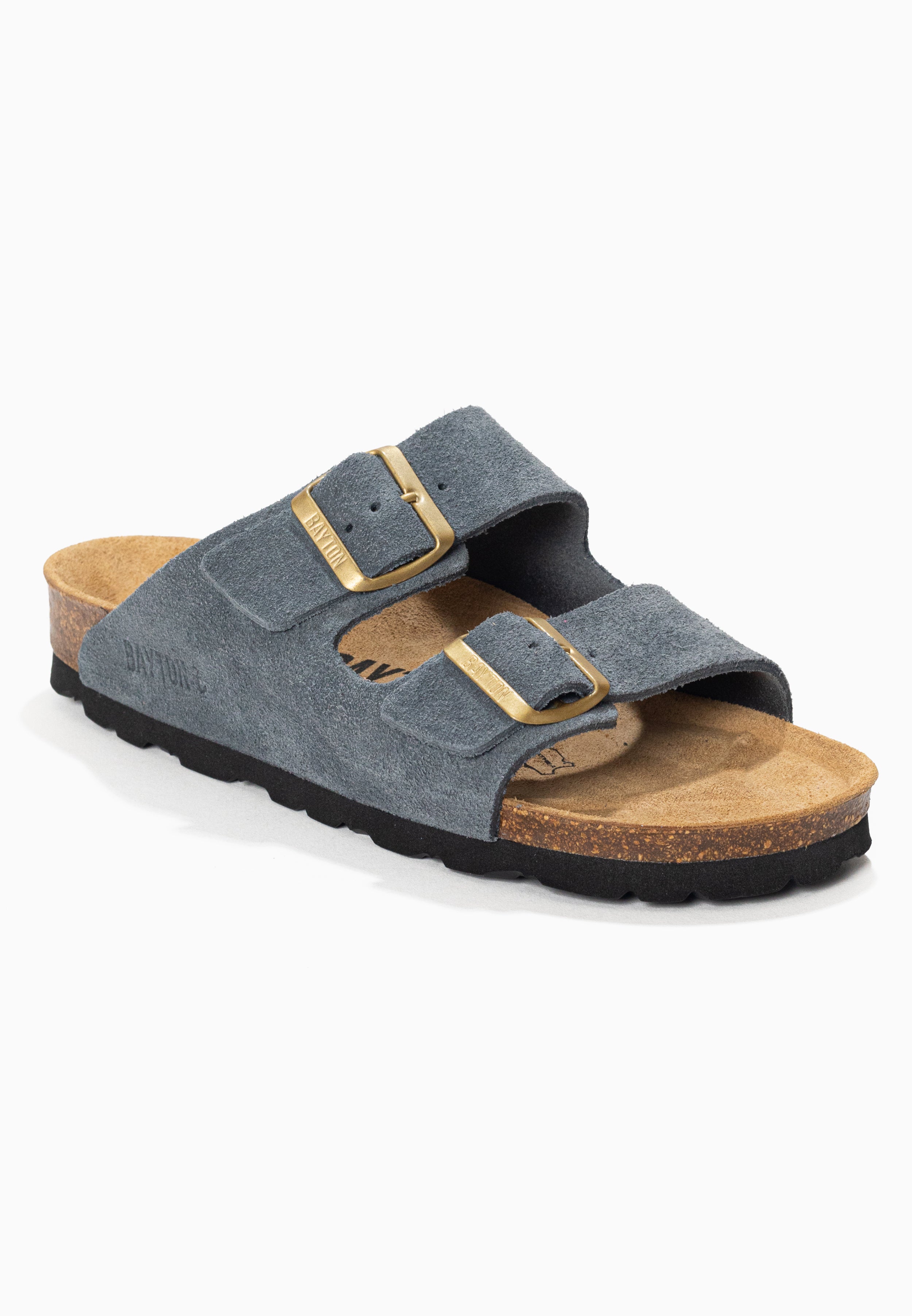 Atlas Grey Suede Leather 2 Strap Sandals