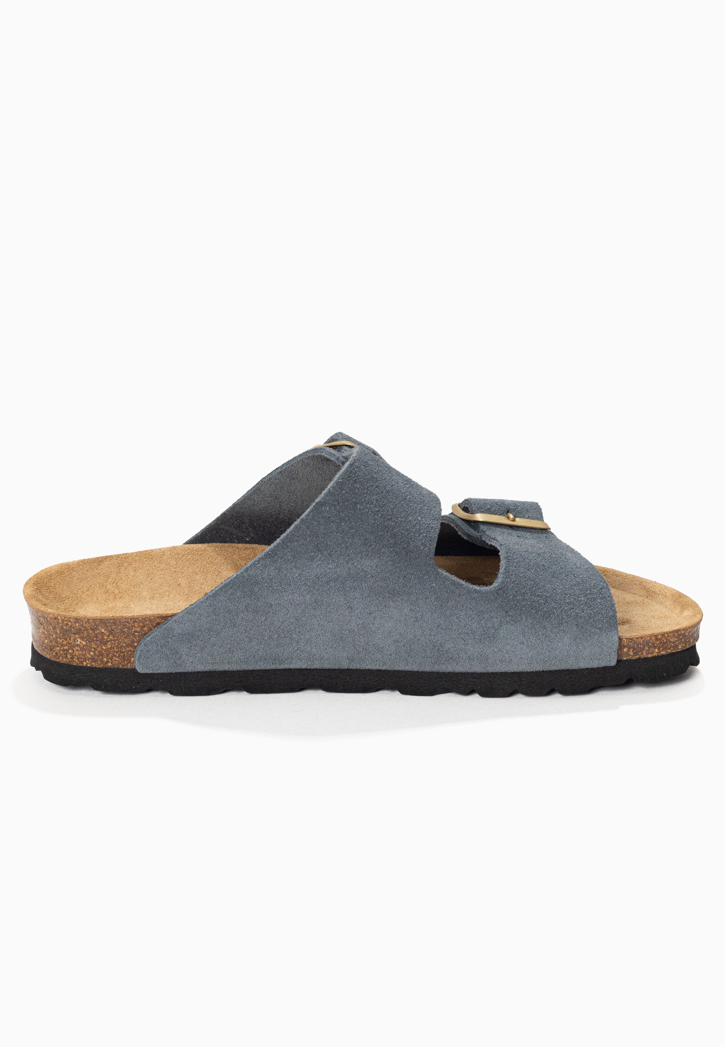 Atlas Grey Suede Leather 2 Strap Sandals