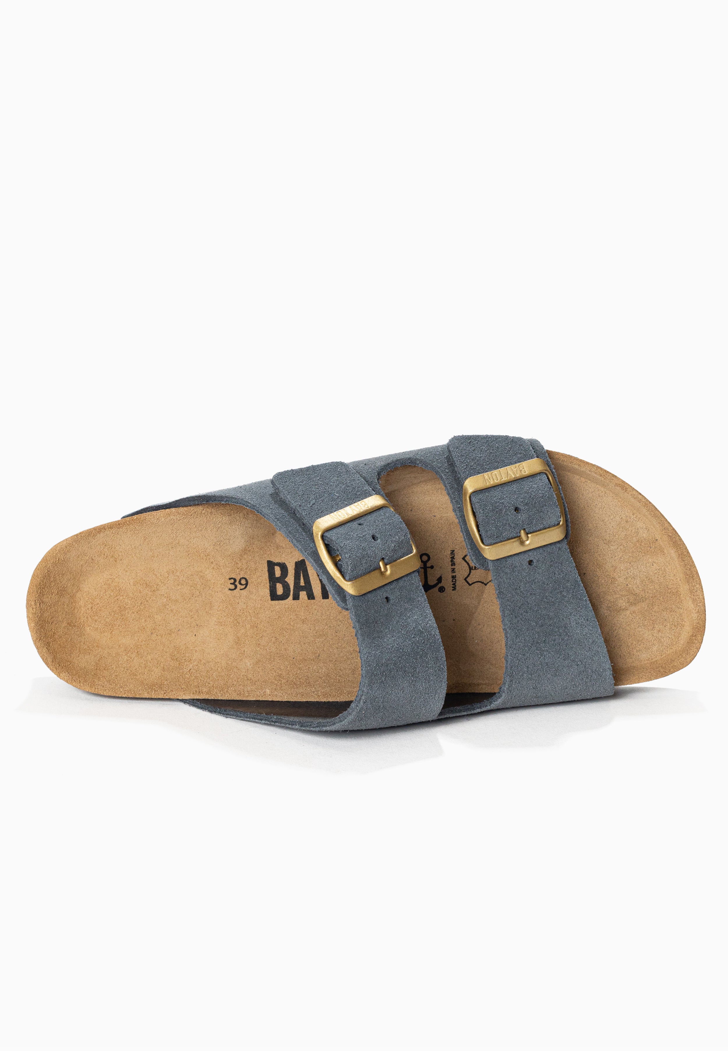 Atlas Grey Suede Leather 2 Strap Sandals