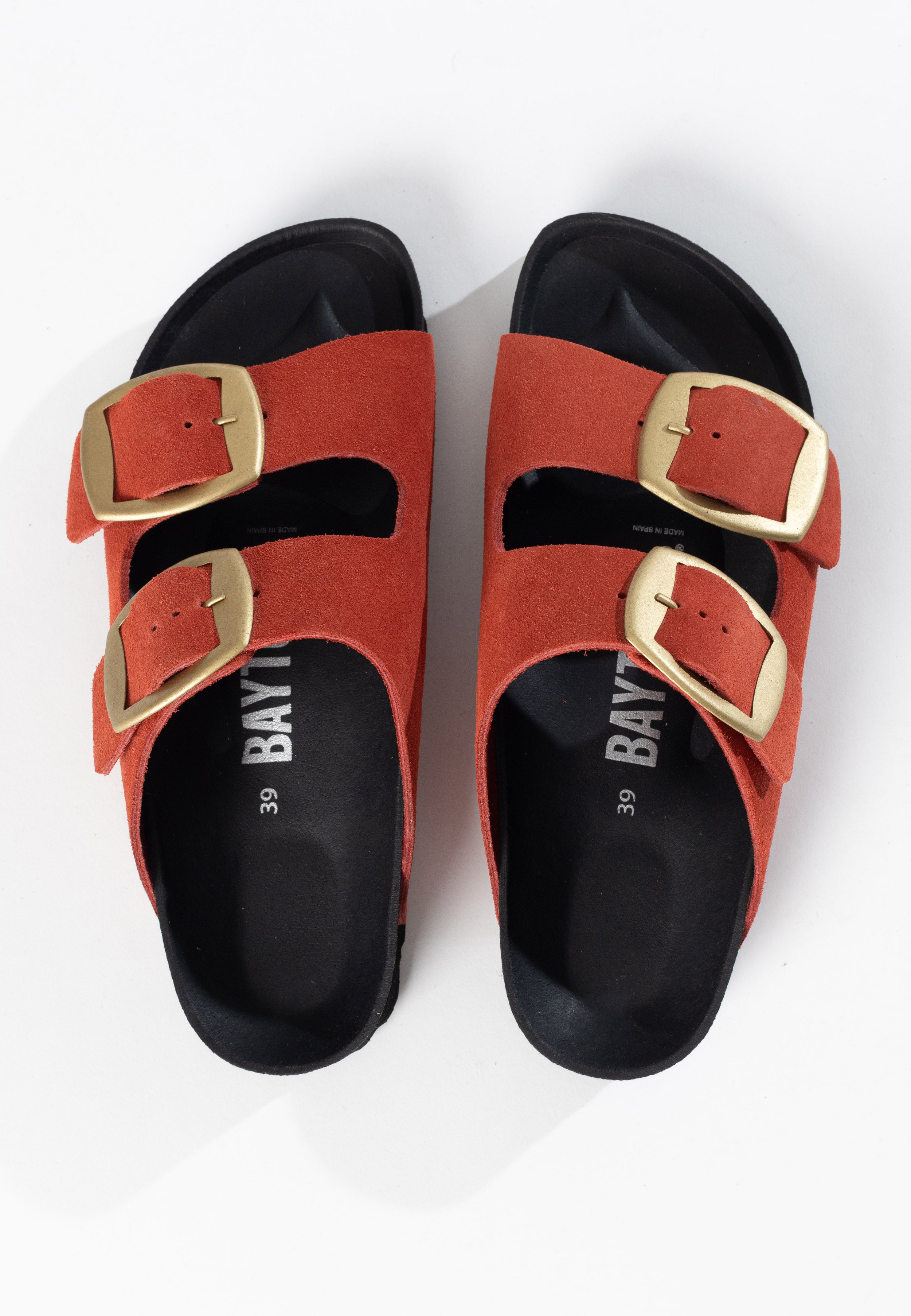 Alicante Orange Suede Leather 2 Strap Sandals