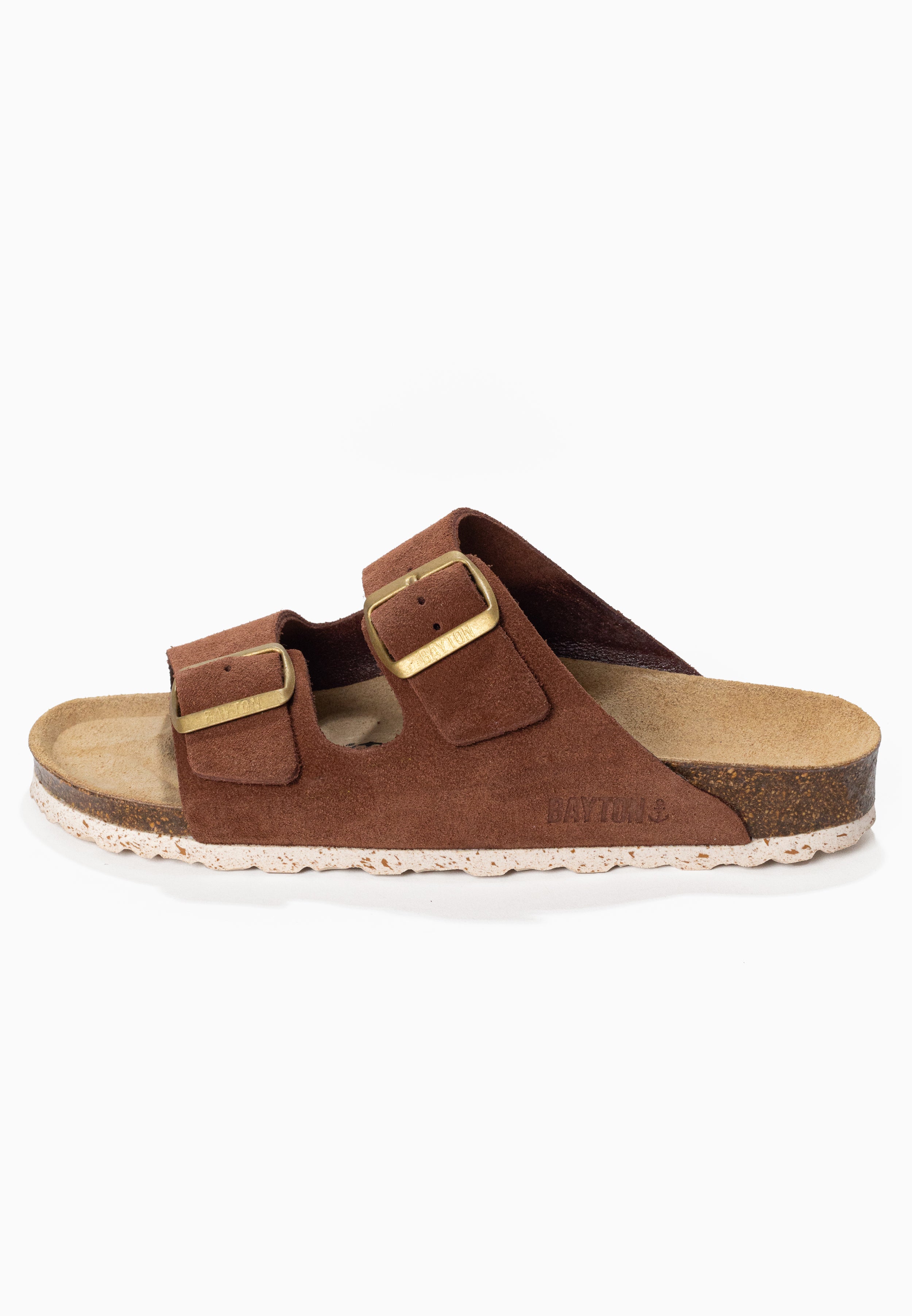 Brown Atlas 2 Strap Sandals in Suede Leather