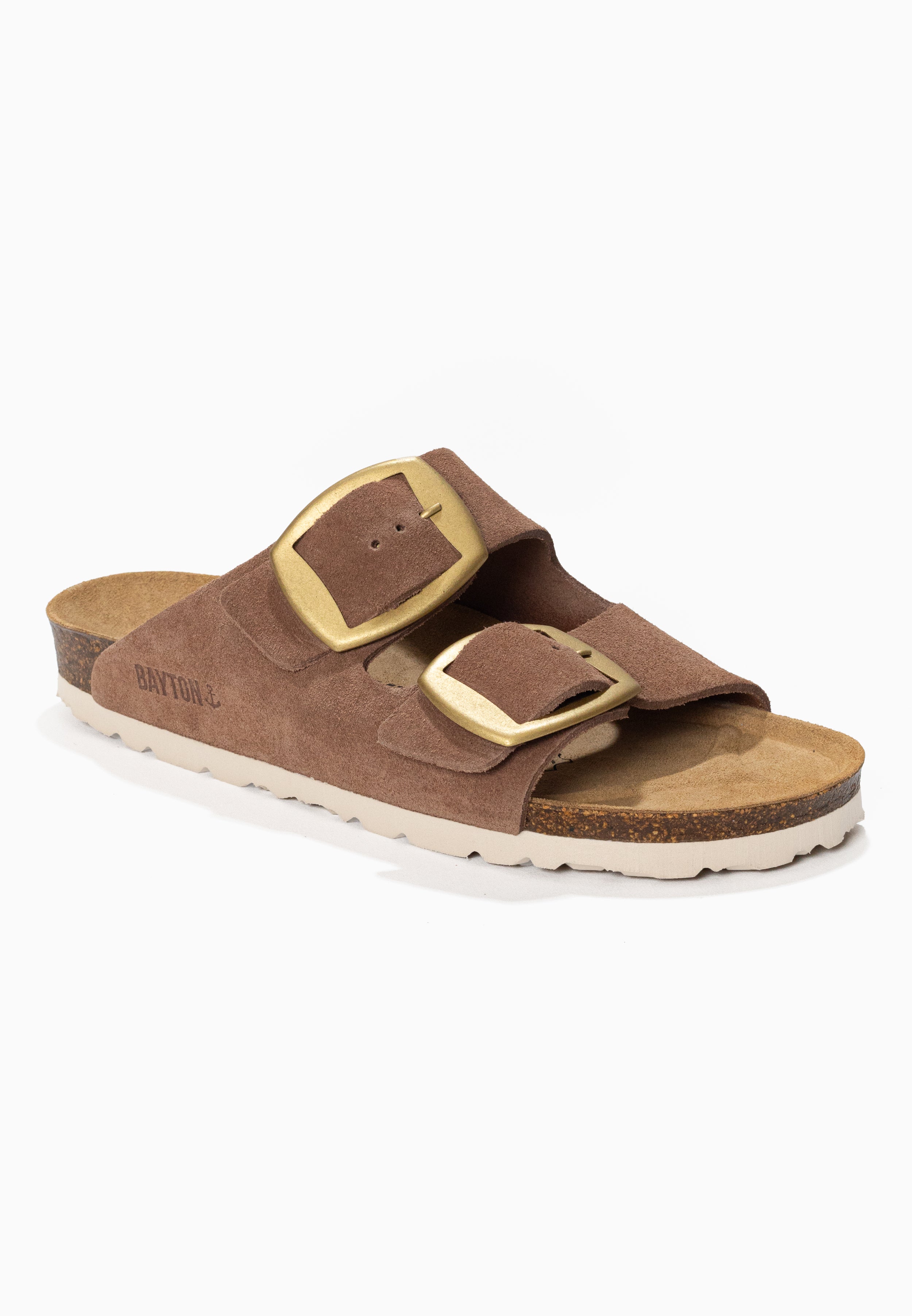 Alicante Dark Beige Suede Leather 2 Strap Sandals