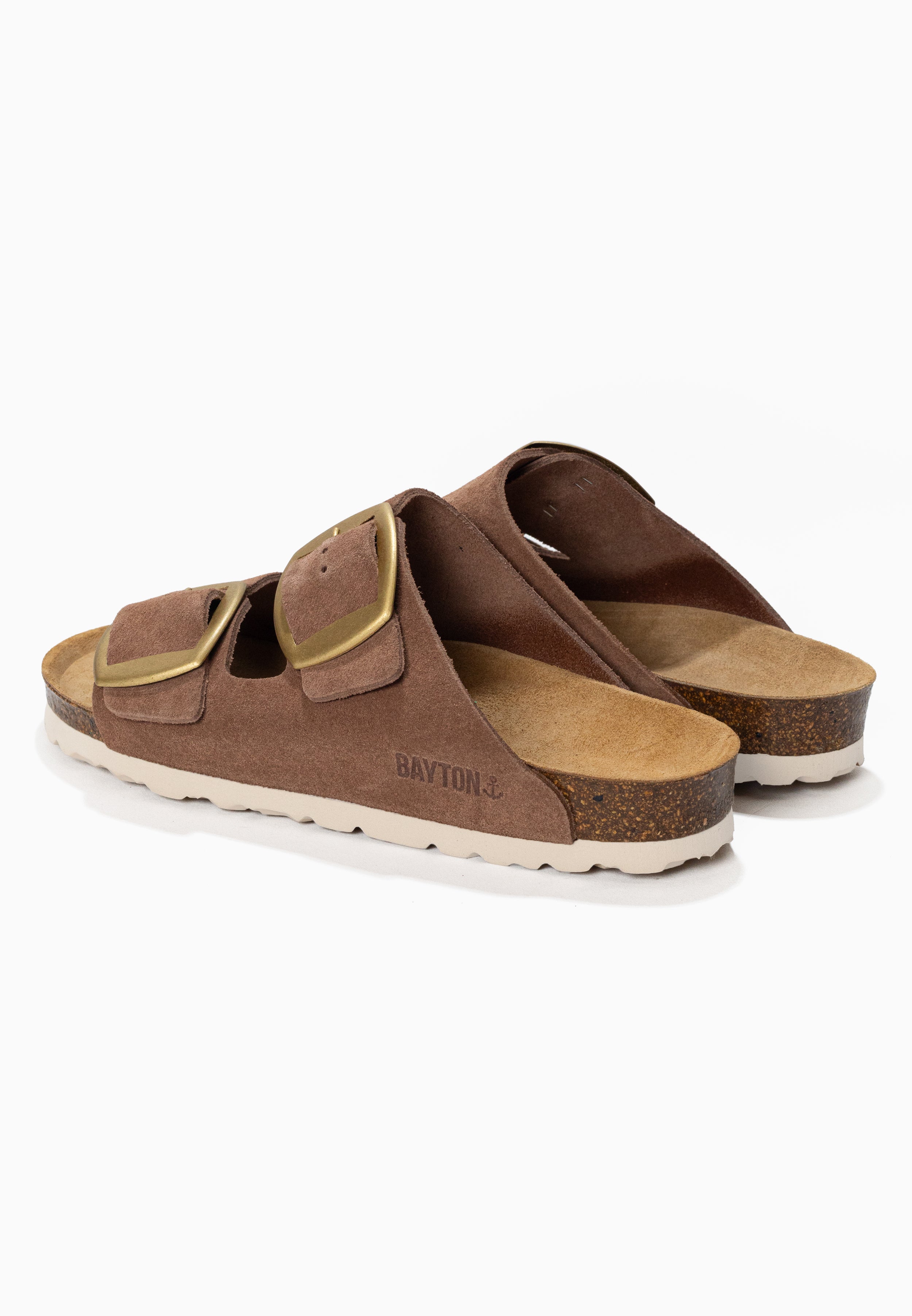 Alicante Dark Beige Suede Leather 2 Strap Sandals