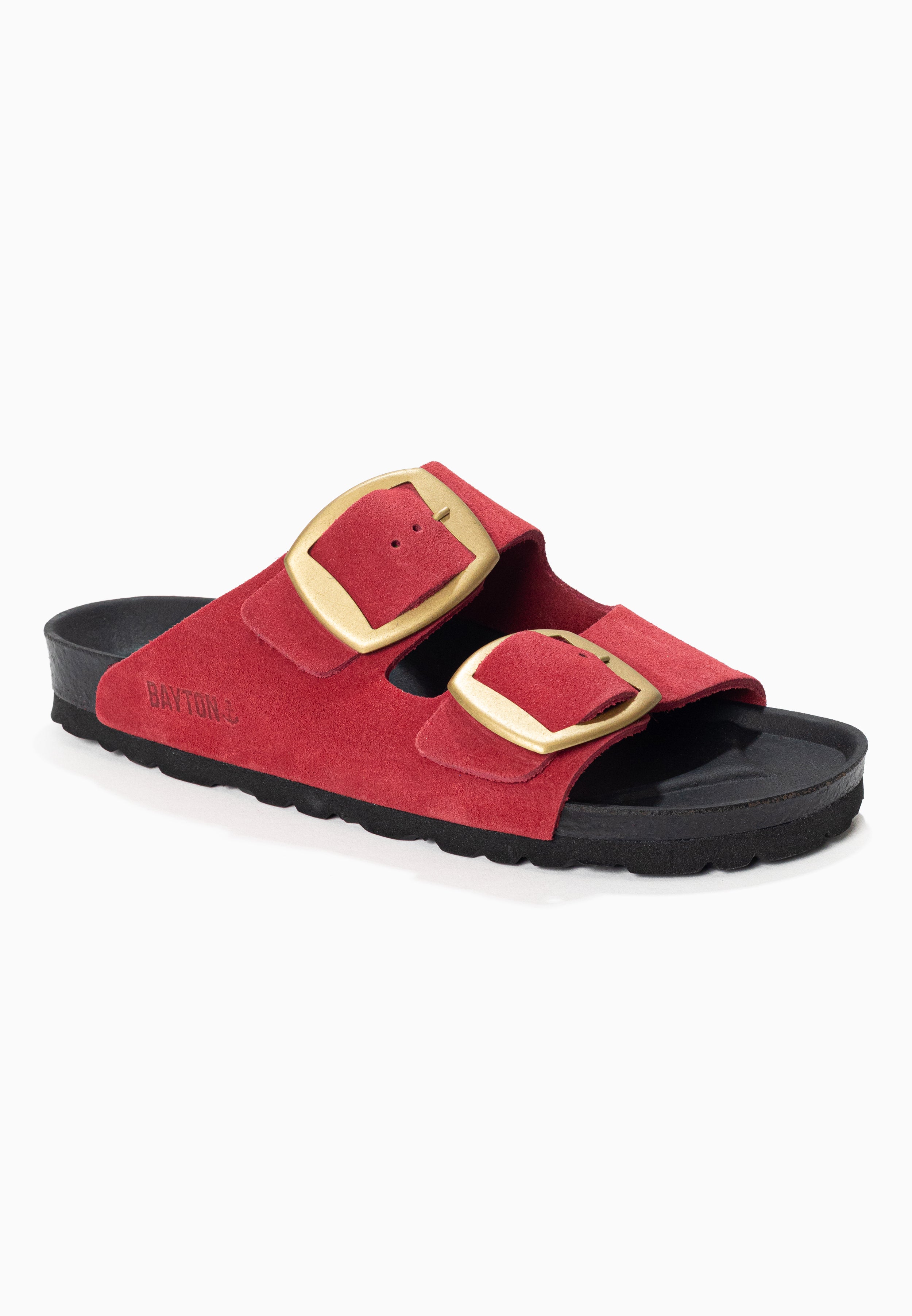 Alicante Bordeaux Suede Leather 2 Strap Sandals