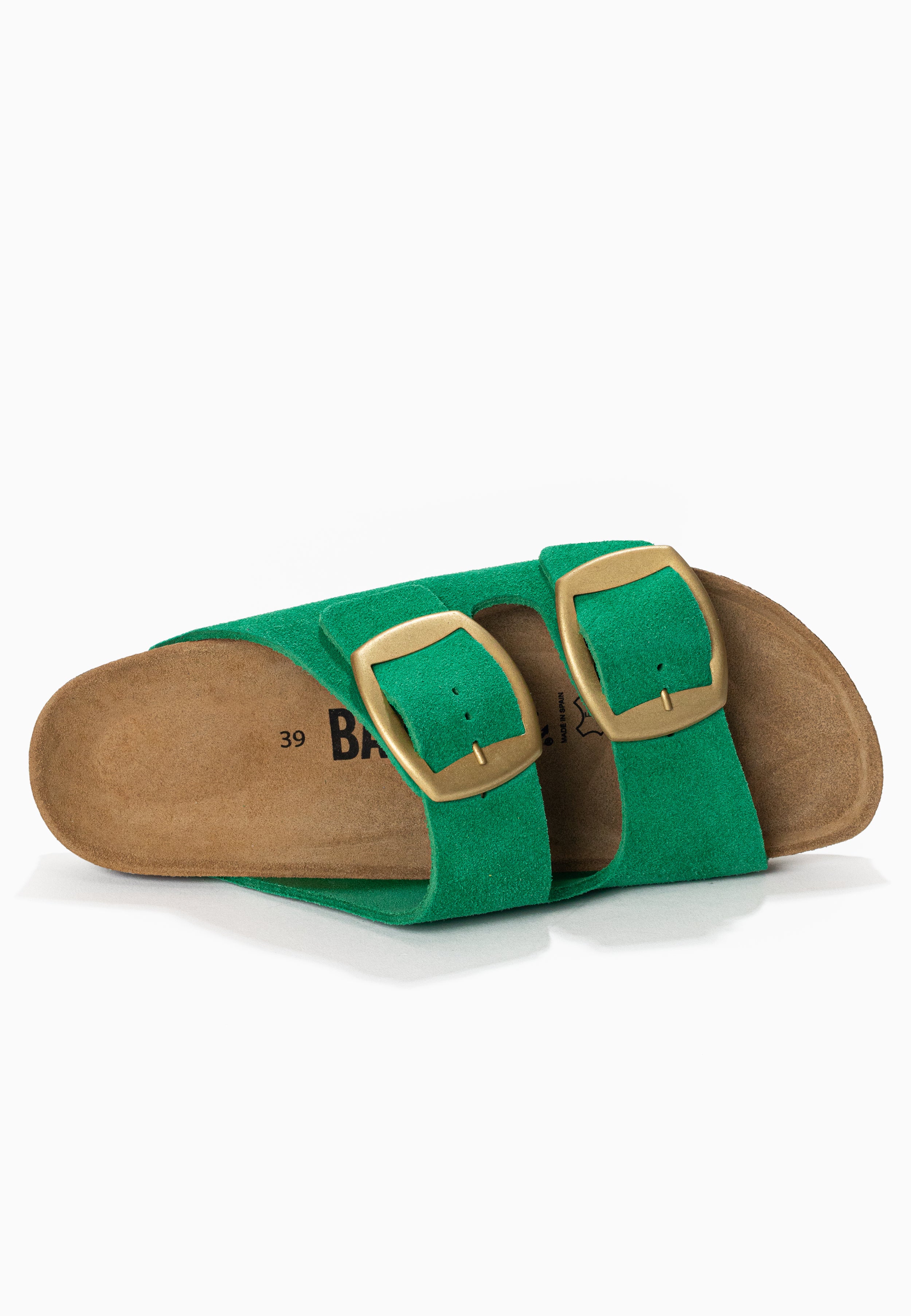 Alicante Green Suede Leather 2 Strap Sandals