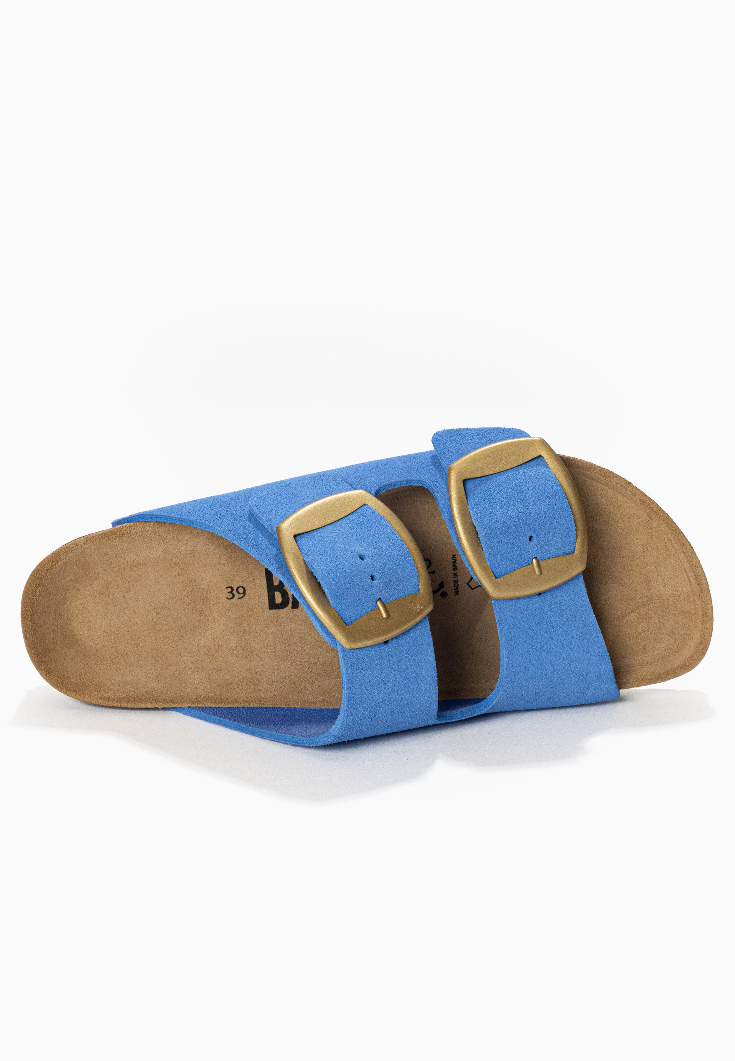 Alicante Blue Suede Leather 2 Strap Sandals