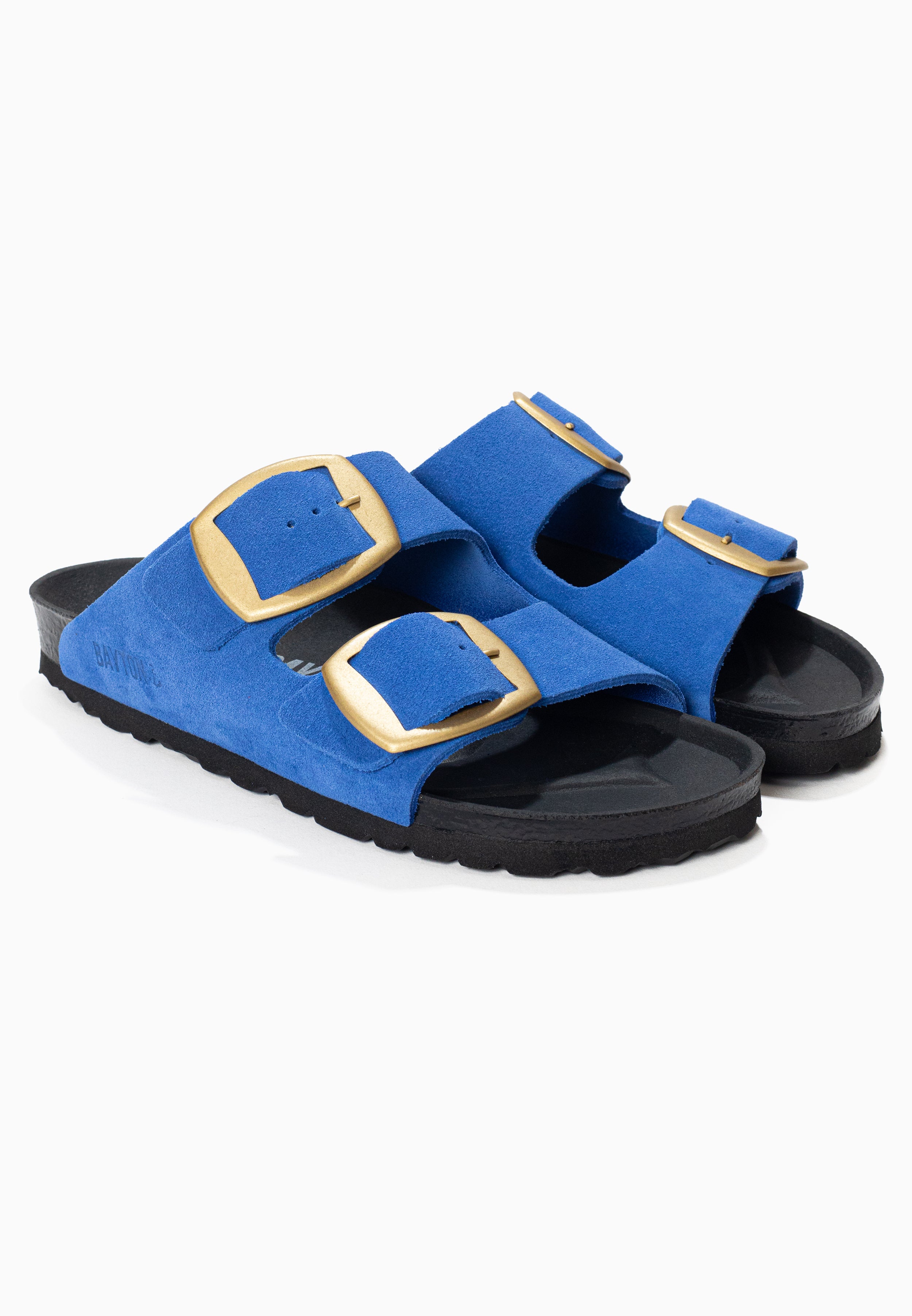 Alicante Blue Suede Leather 2 Strap Sandals