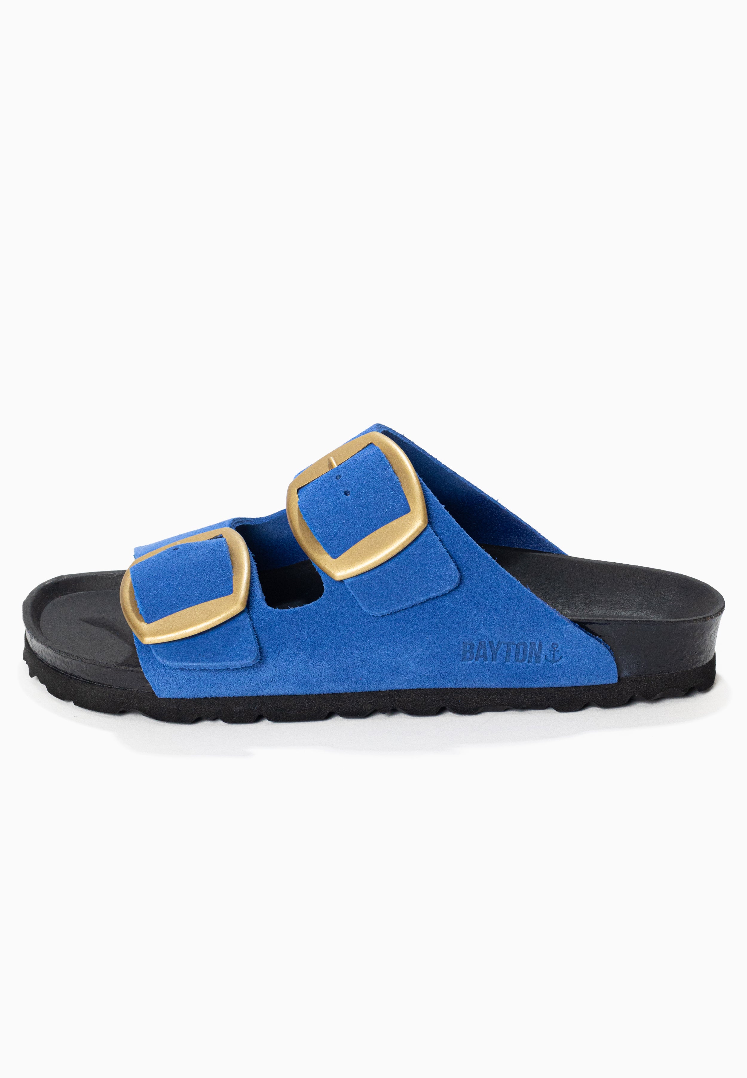 Alicante Blue Suede Leather 2 Strap Sandals